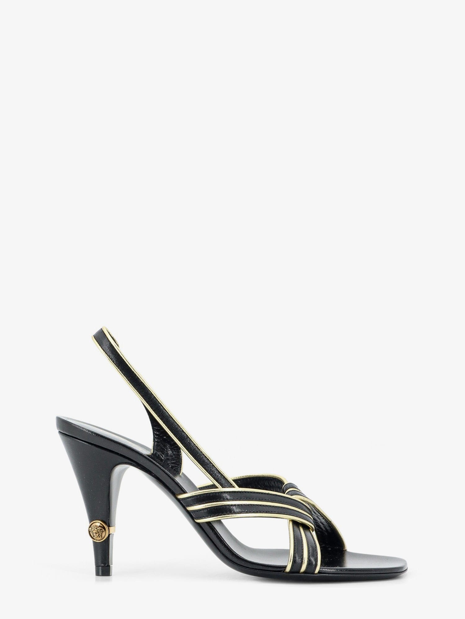 Versace Gianni leather sandals with contrasting metallic profiles