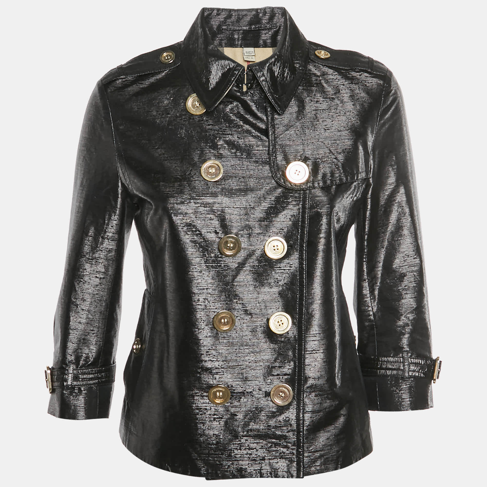 Burberry London Black Metallic Double Breasted Jacket