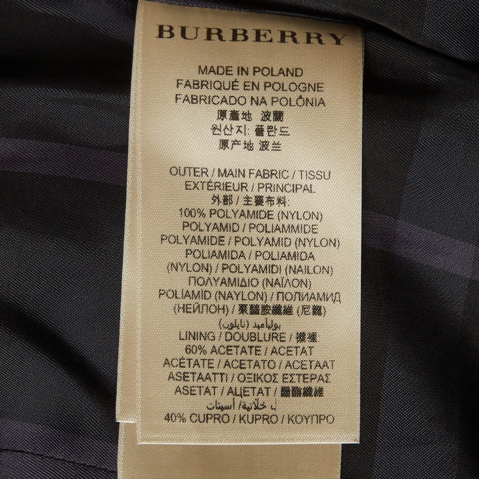 Burberry Blue Navy Blue Nylon And Leather Quilted Jacket
