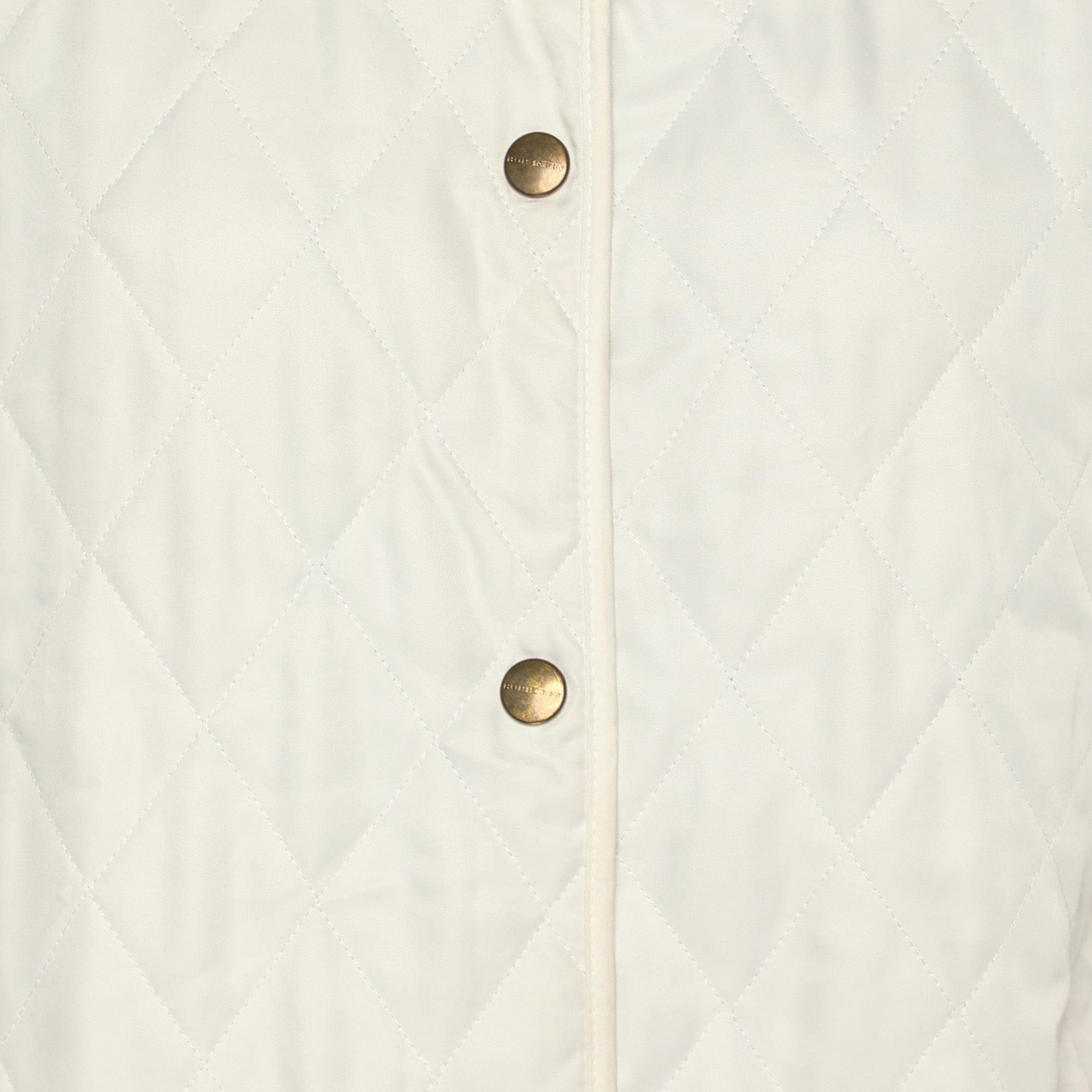 Burberry London White Diamond Quilted Nylon Button Front Jacket O/s