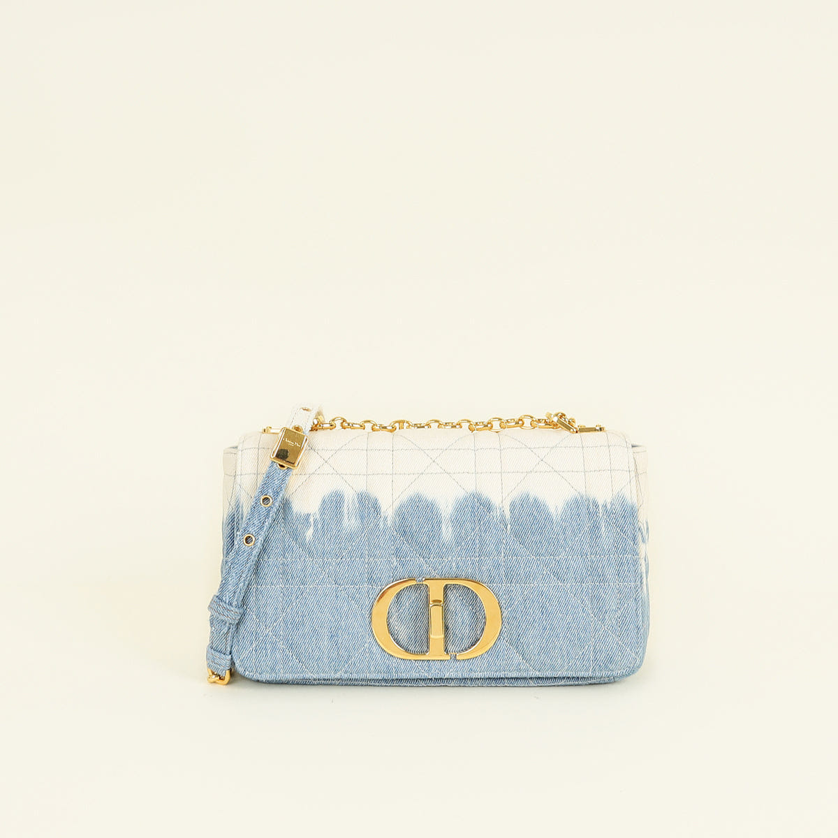 Christian Dior Blue Tie - Dye Denim Macrocannage Caro Medium Shoulder Bag