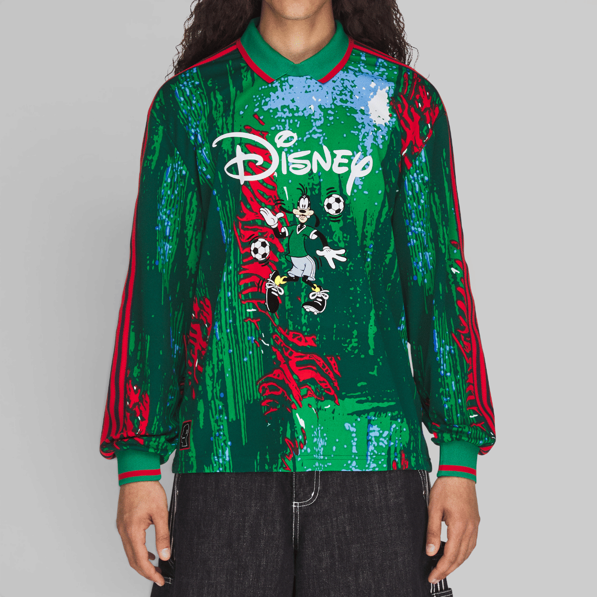 adidas Brain Dead Disney Long Sleeve Jersey - Red/Bold Green/Blue