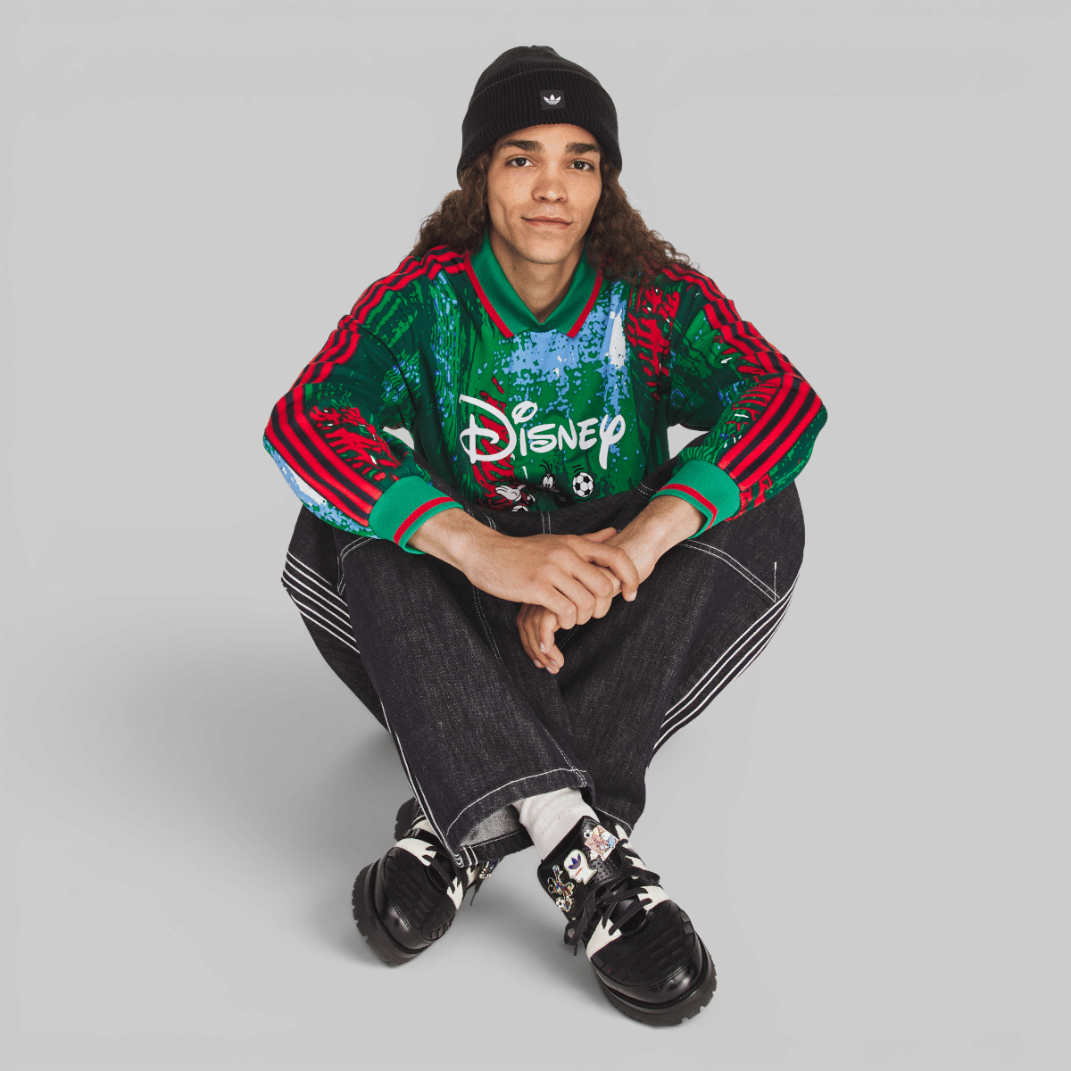 adidas Brain Dead Disney Long Sleeve Jersey - Red/Bold Green/Blue
