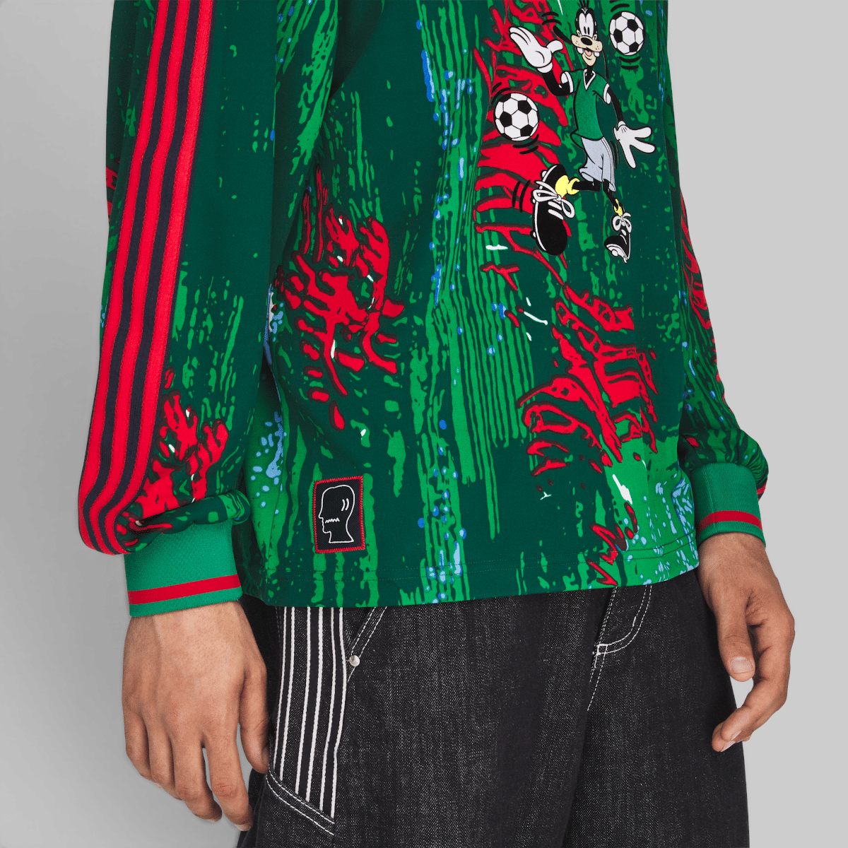 adidas Brain Dead Disney Long Sleeve Jersey - Red/Bold Green/Blue