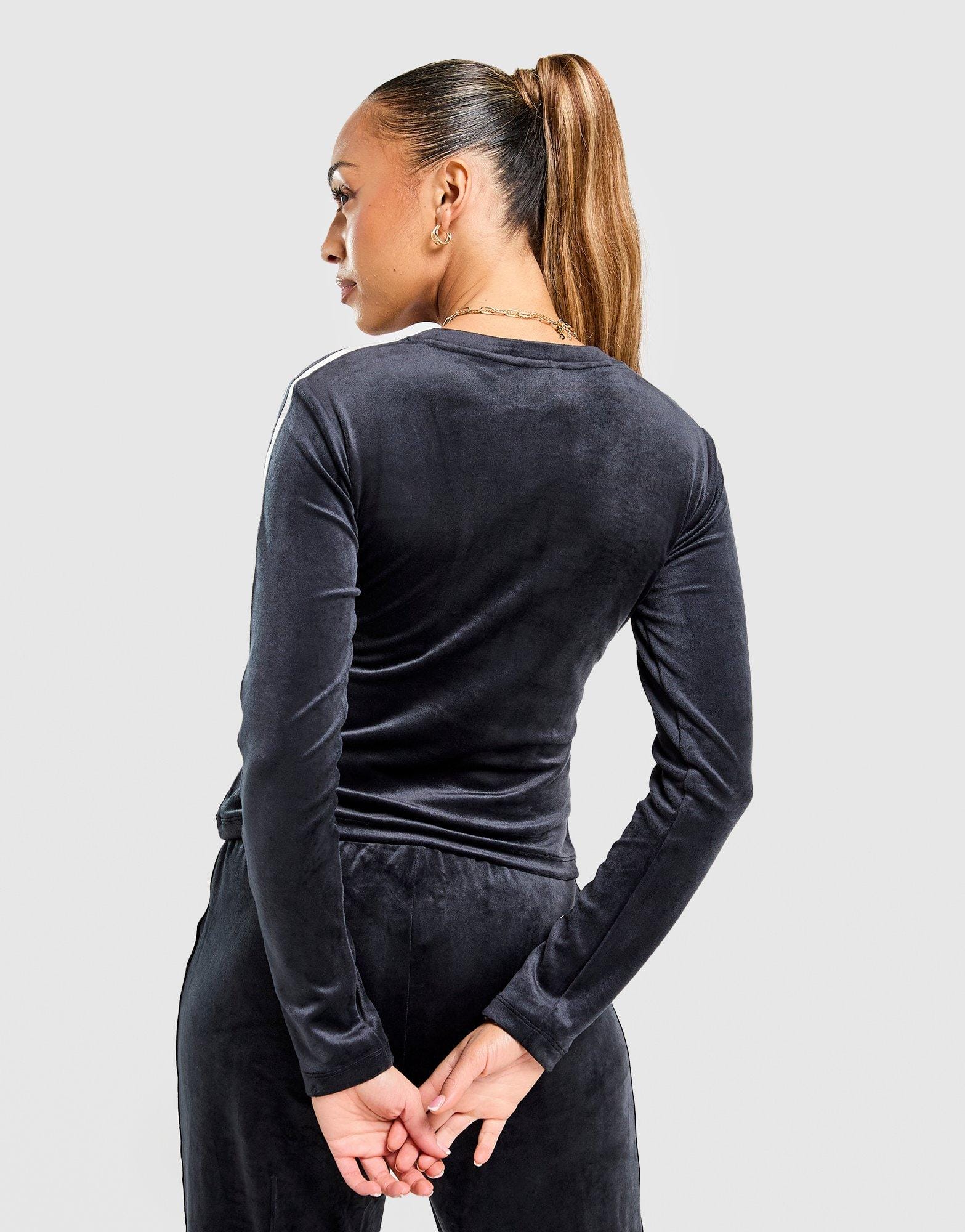 adidas Velour 3 - Stripes Long Sleeve T - Shirt