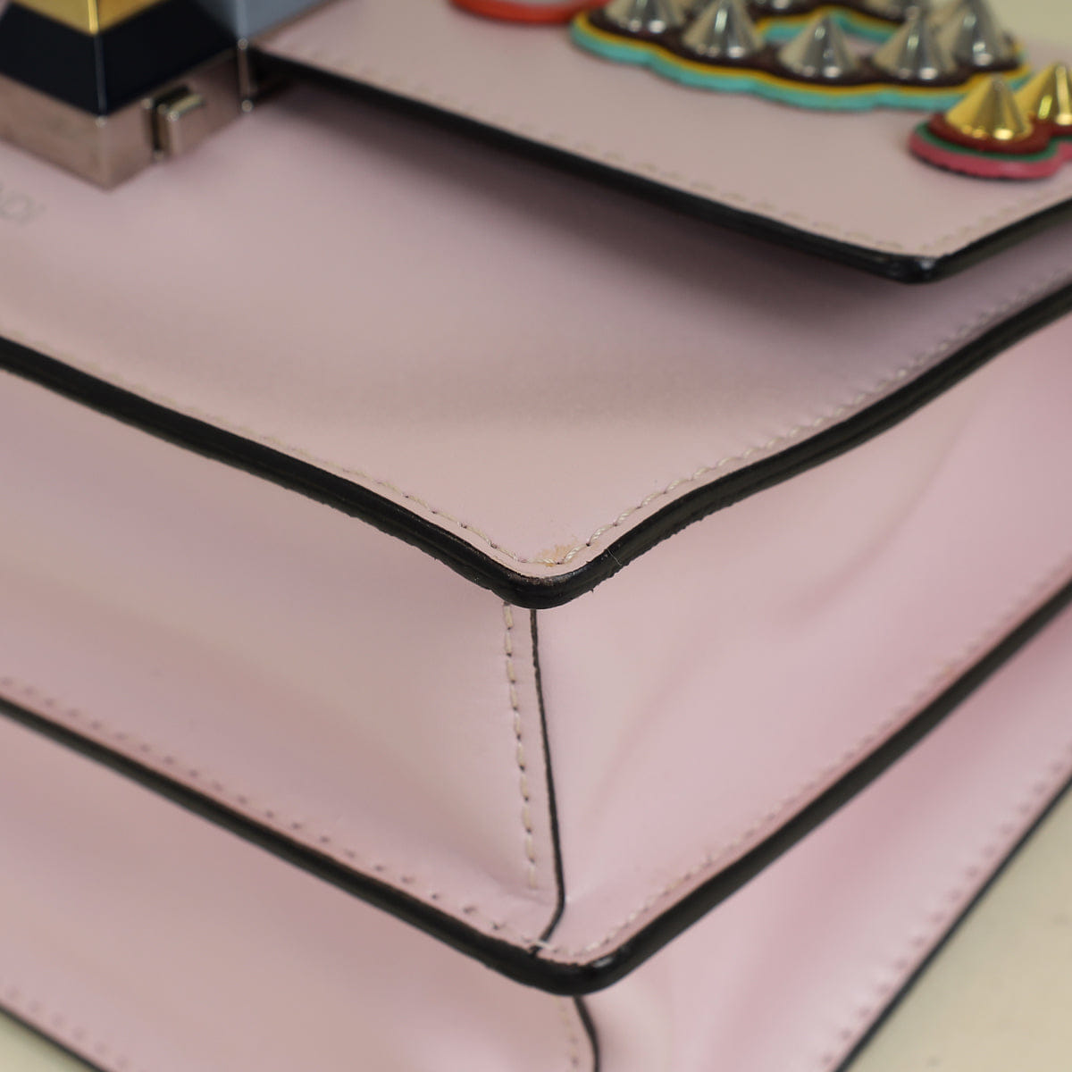 Fendi Pink Kan I Studded Small Shoulder Bag