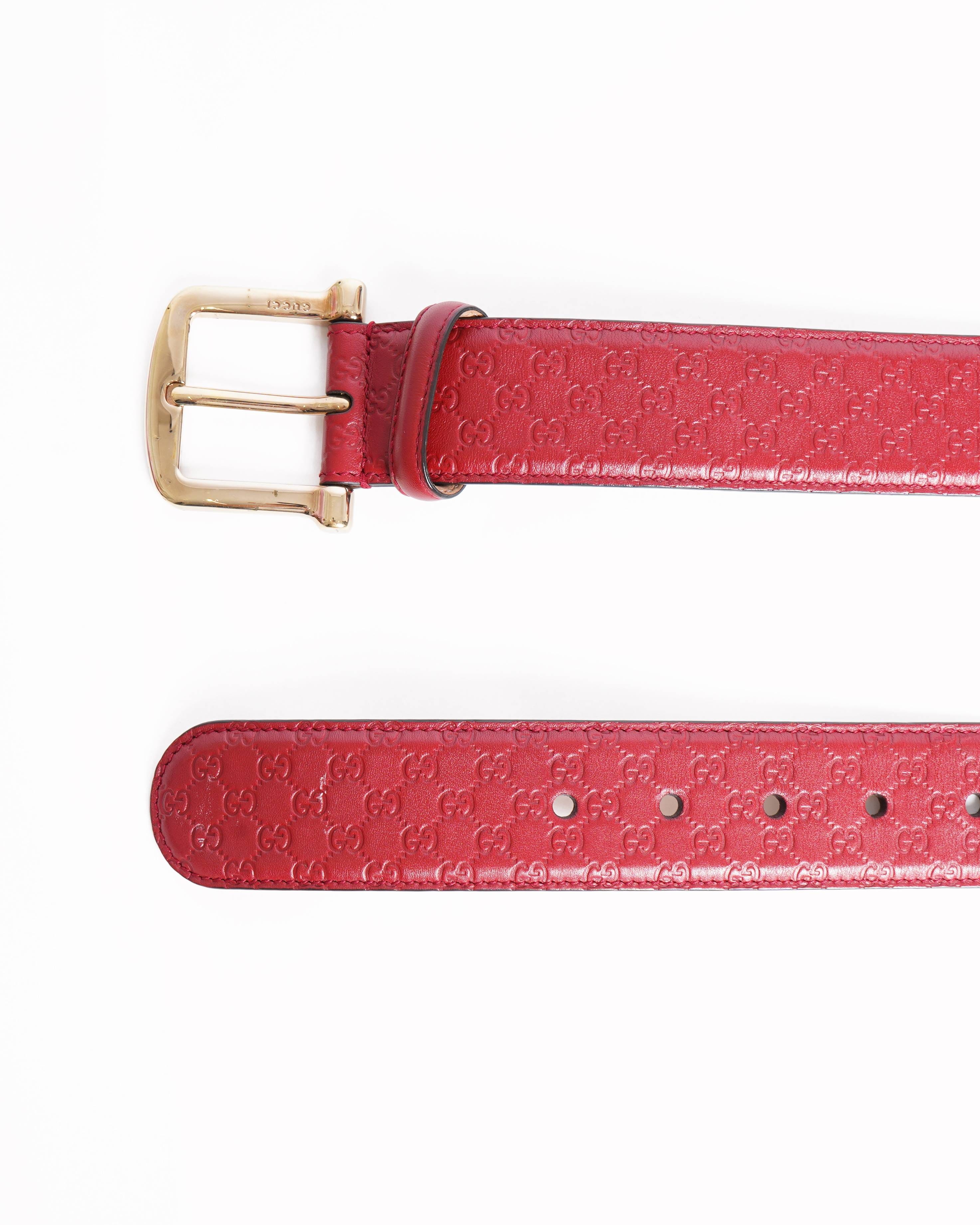Gucci microguccisima web red leather belt