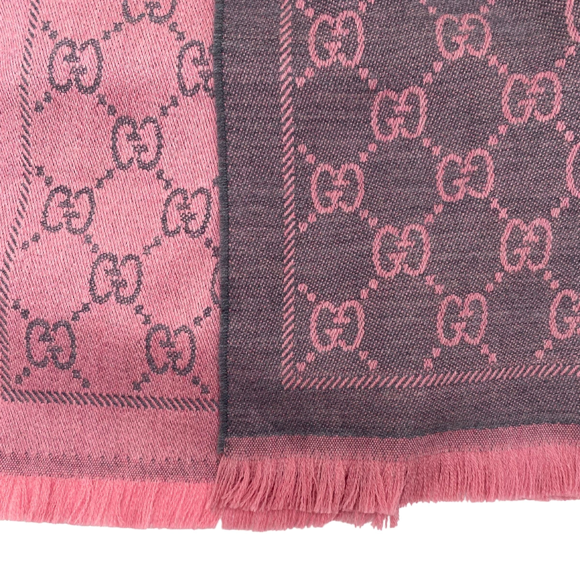 Gucci Monogram Gray and Pink Shawl
