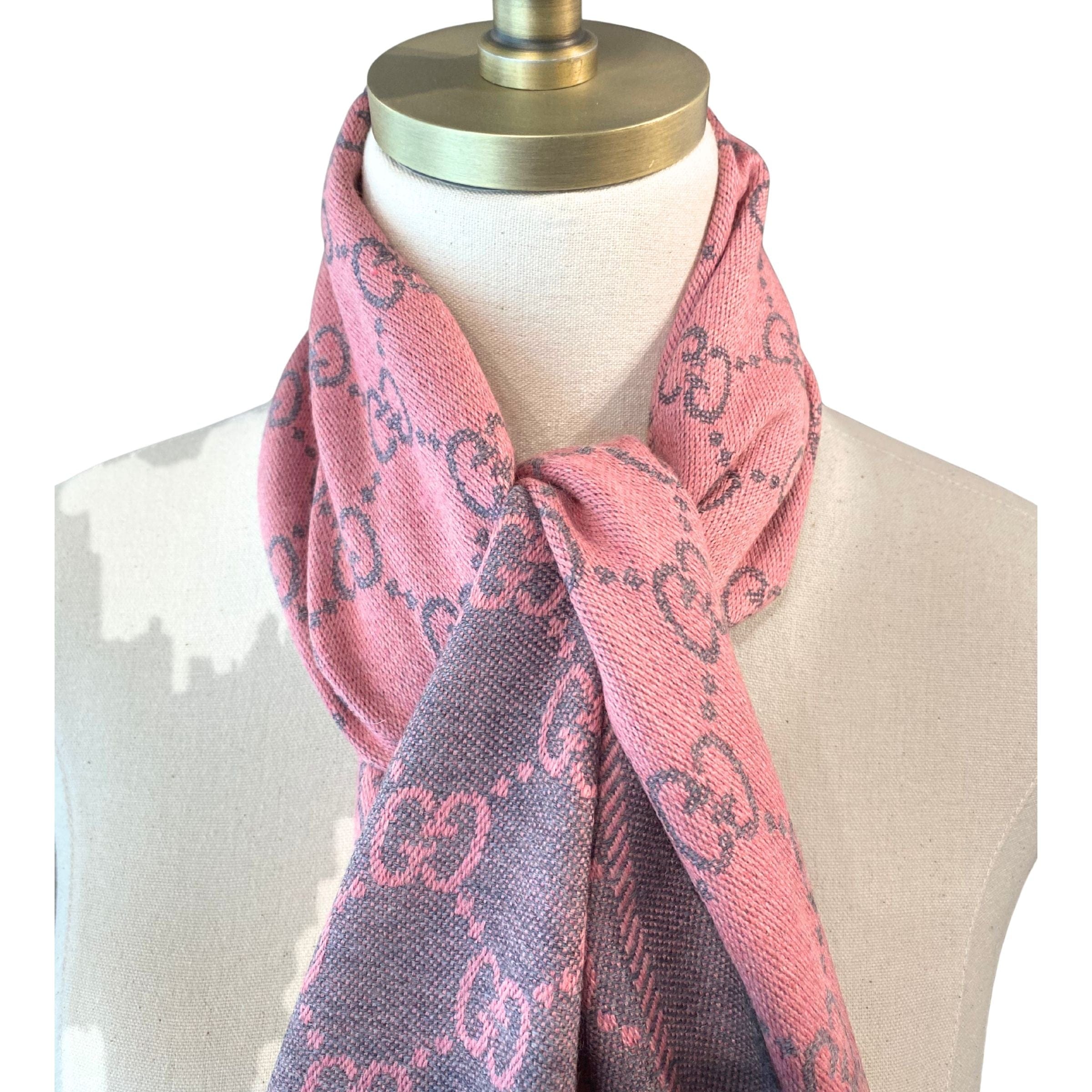 Gucci Monogram Gray and Pink Shawl