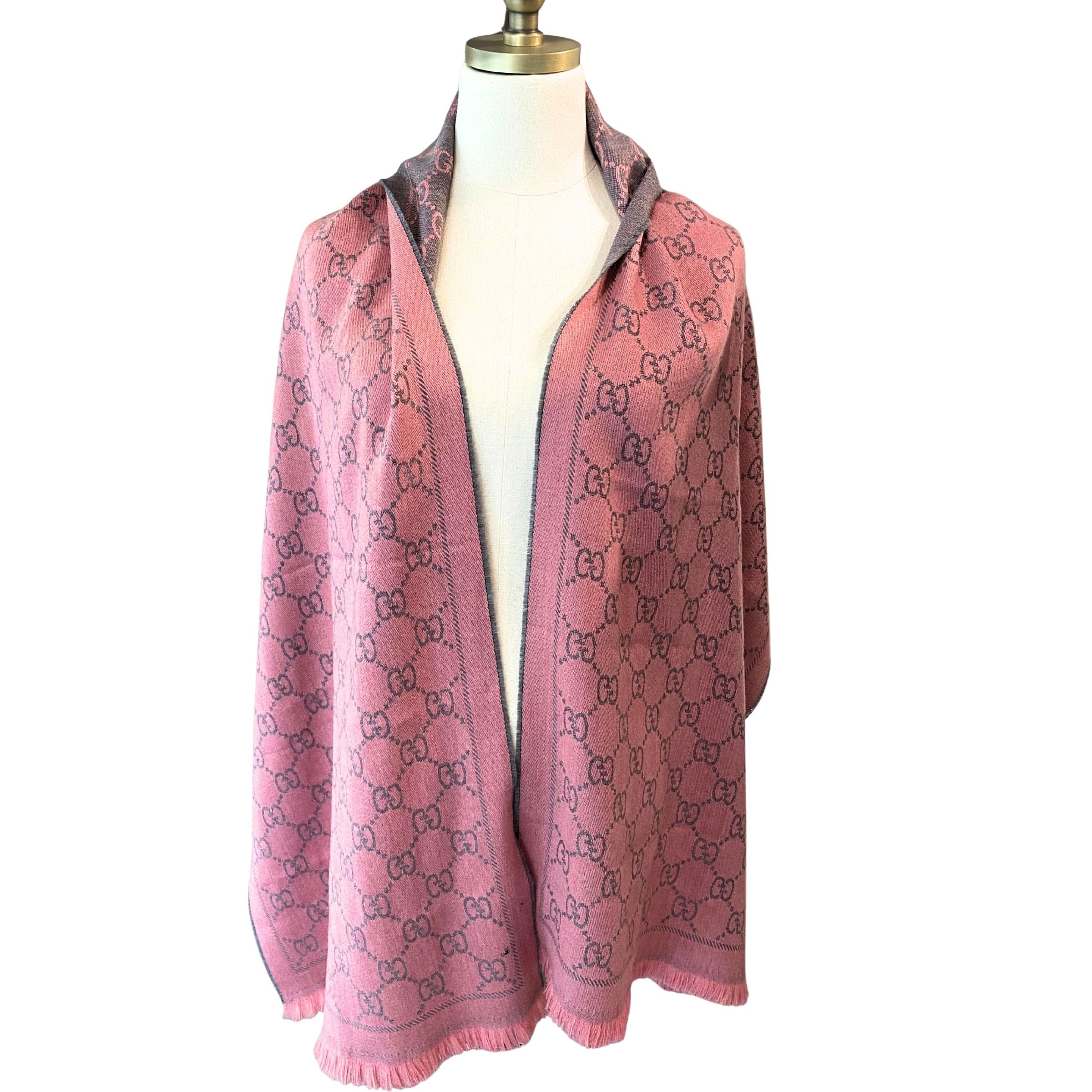 Gucci Monogram Gray and Pink Shawl