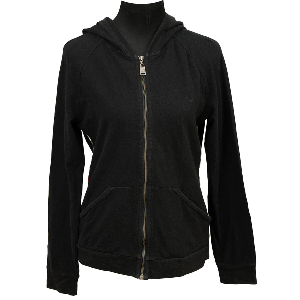 BURBERRY SIZE: L BLACK ZIP - UP HOODIE