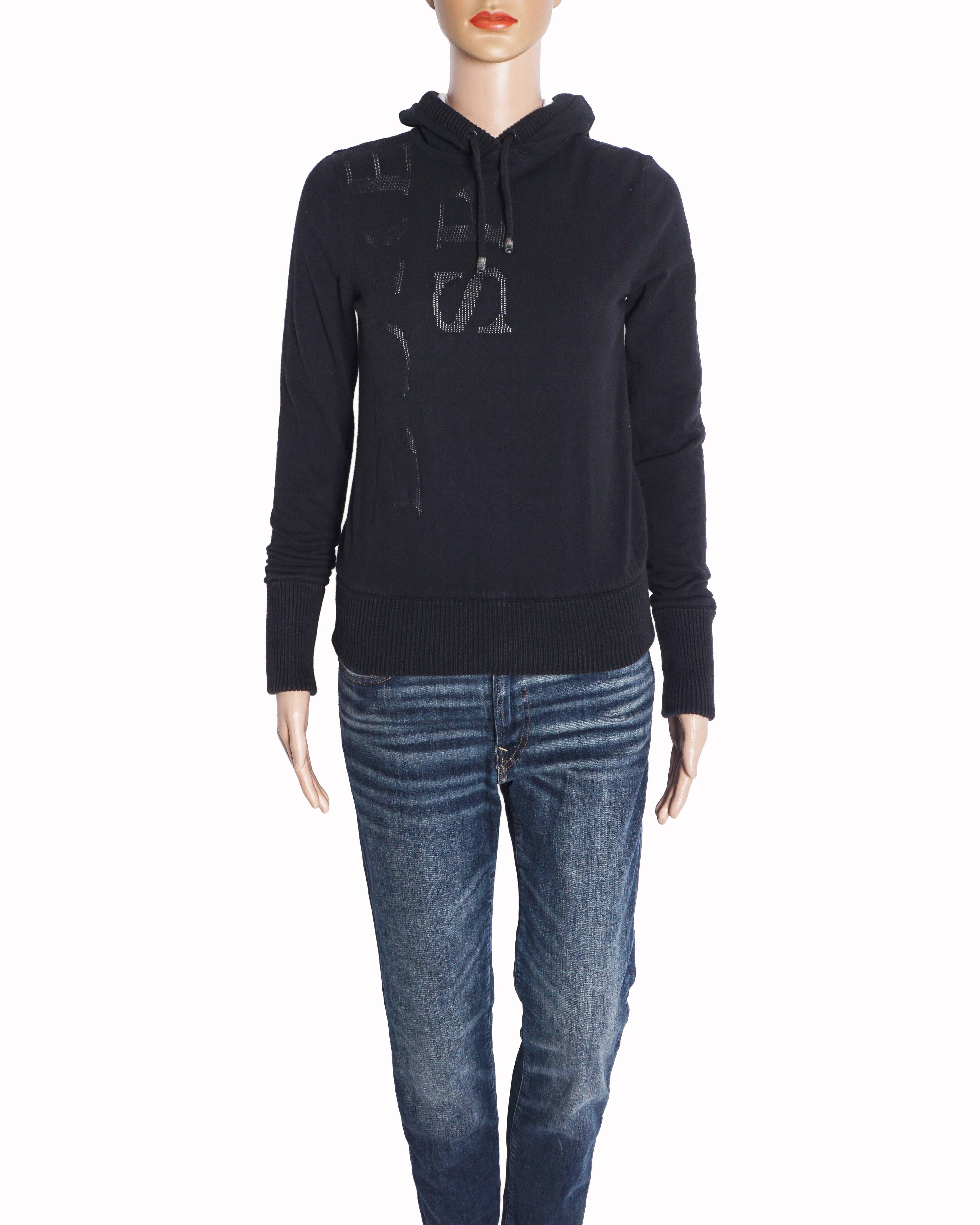 Burberry Black Tonal Embossed Logo Hoodie