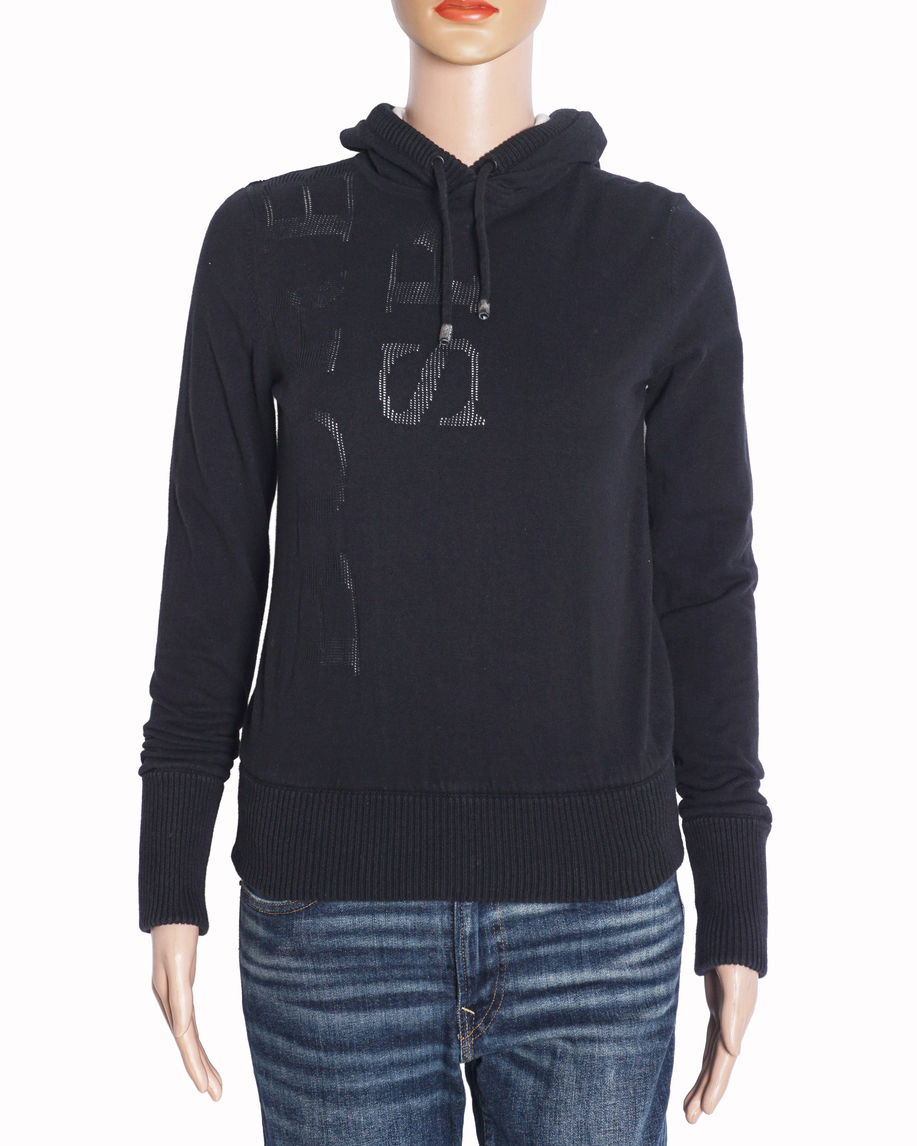 Burberry Black Tonal Embossed Logo Hoodie