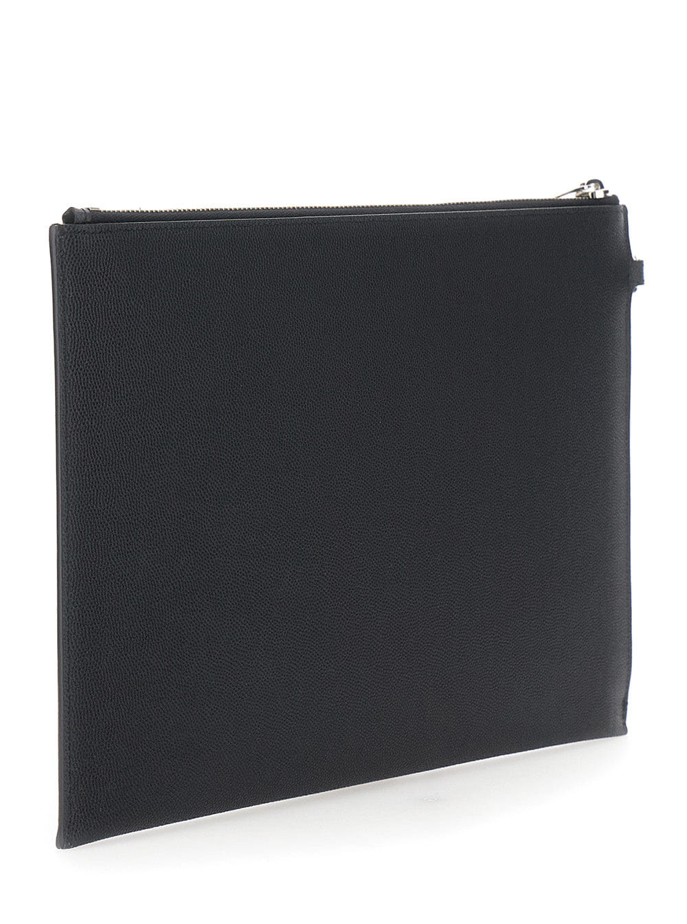 Saint Laurent Men Pouch With Logo Embossed On The Front In Black Leather For Men