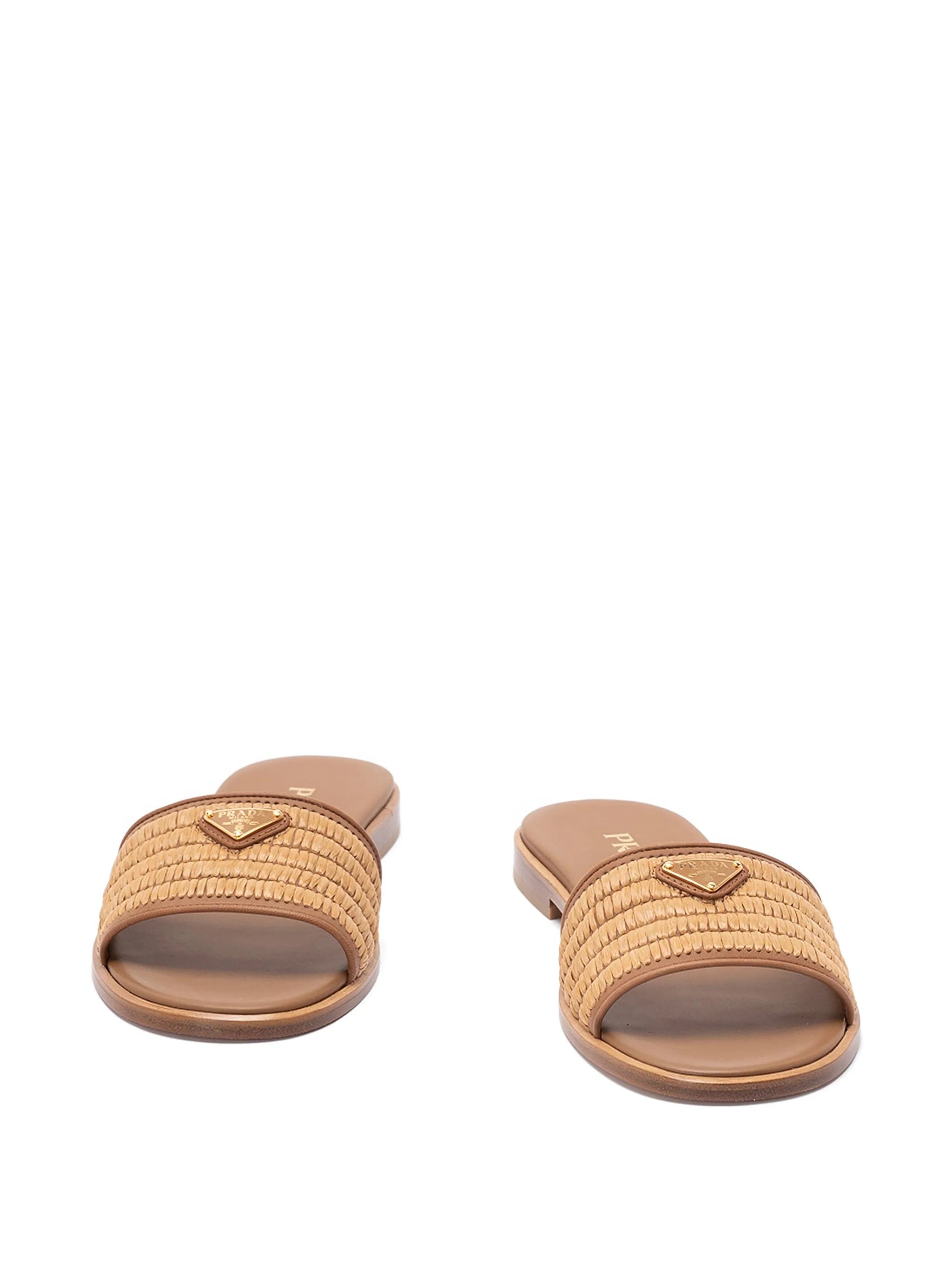 Prada crochet - detail leather slides
