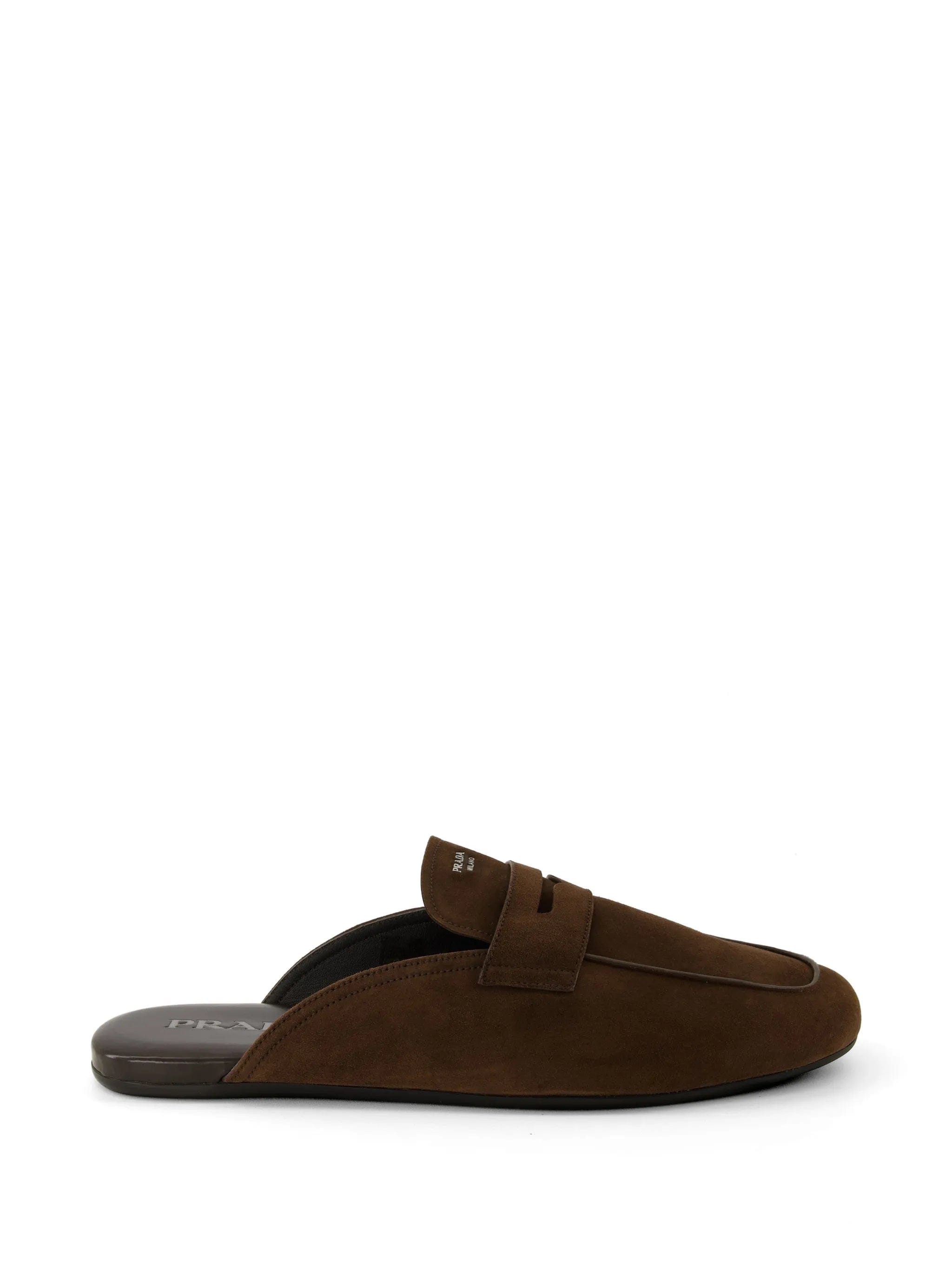 Prada round - toe suede mules