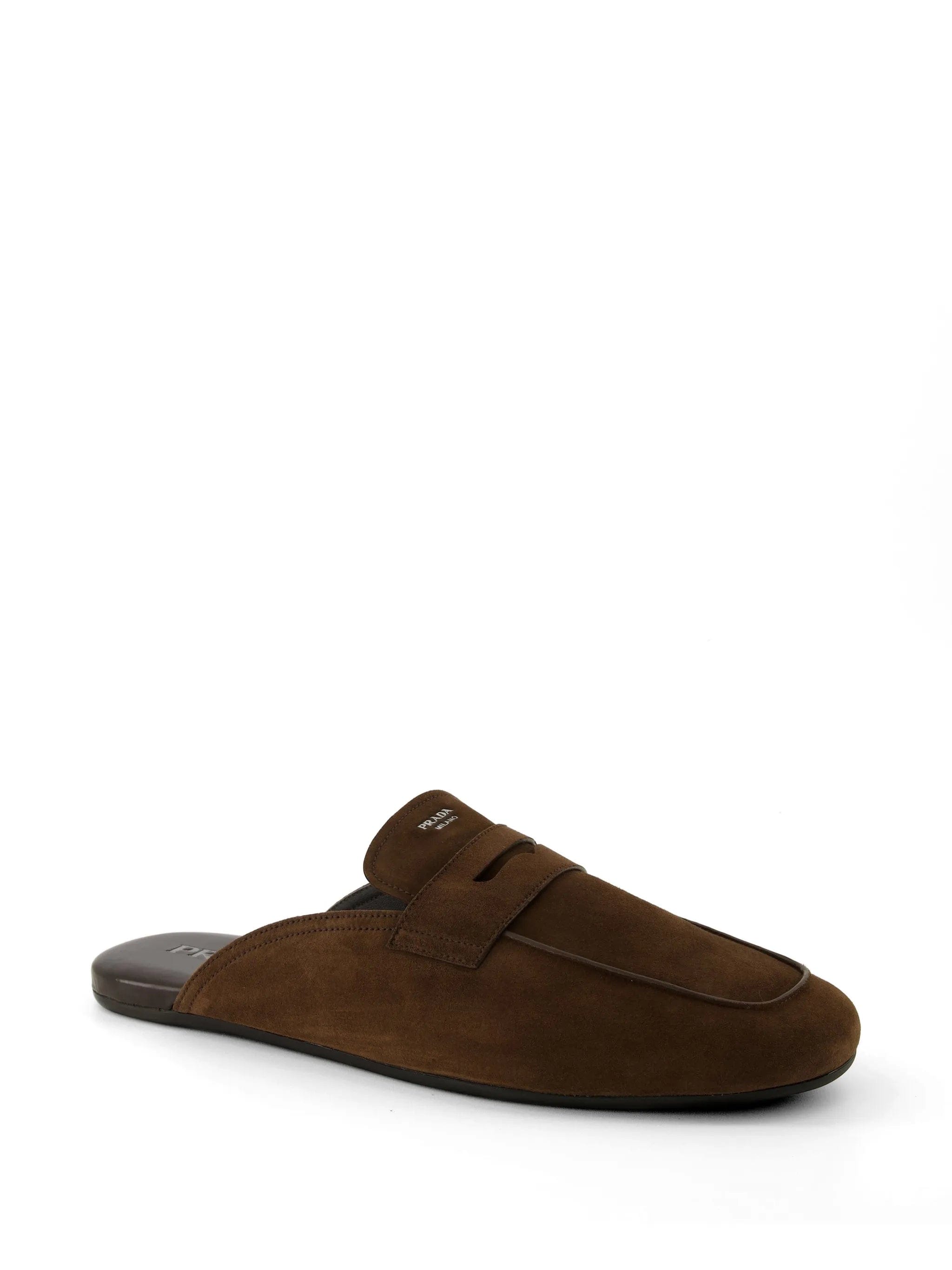 Prada round - toe suede mules