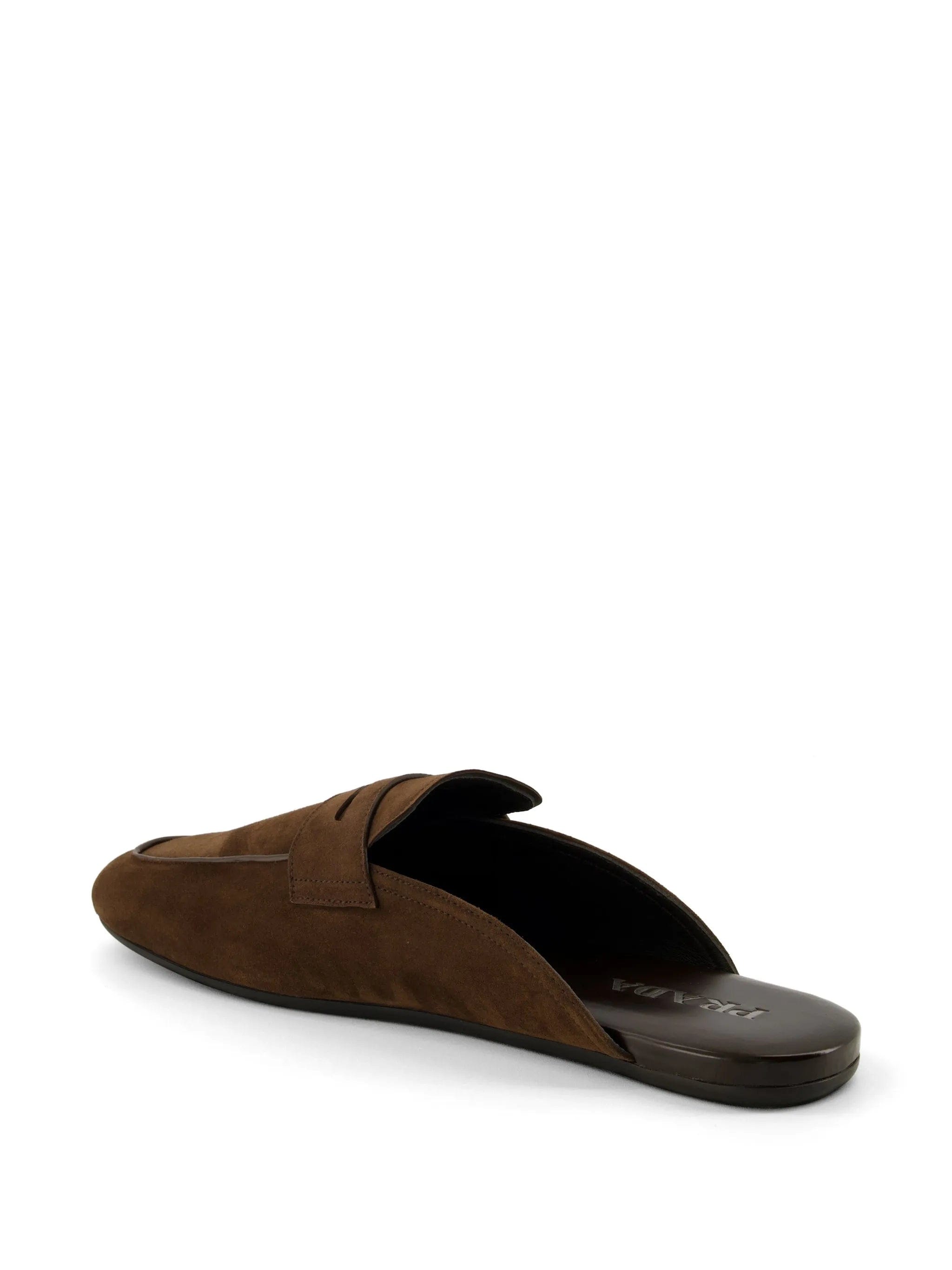 Prada round - toe suede mules
