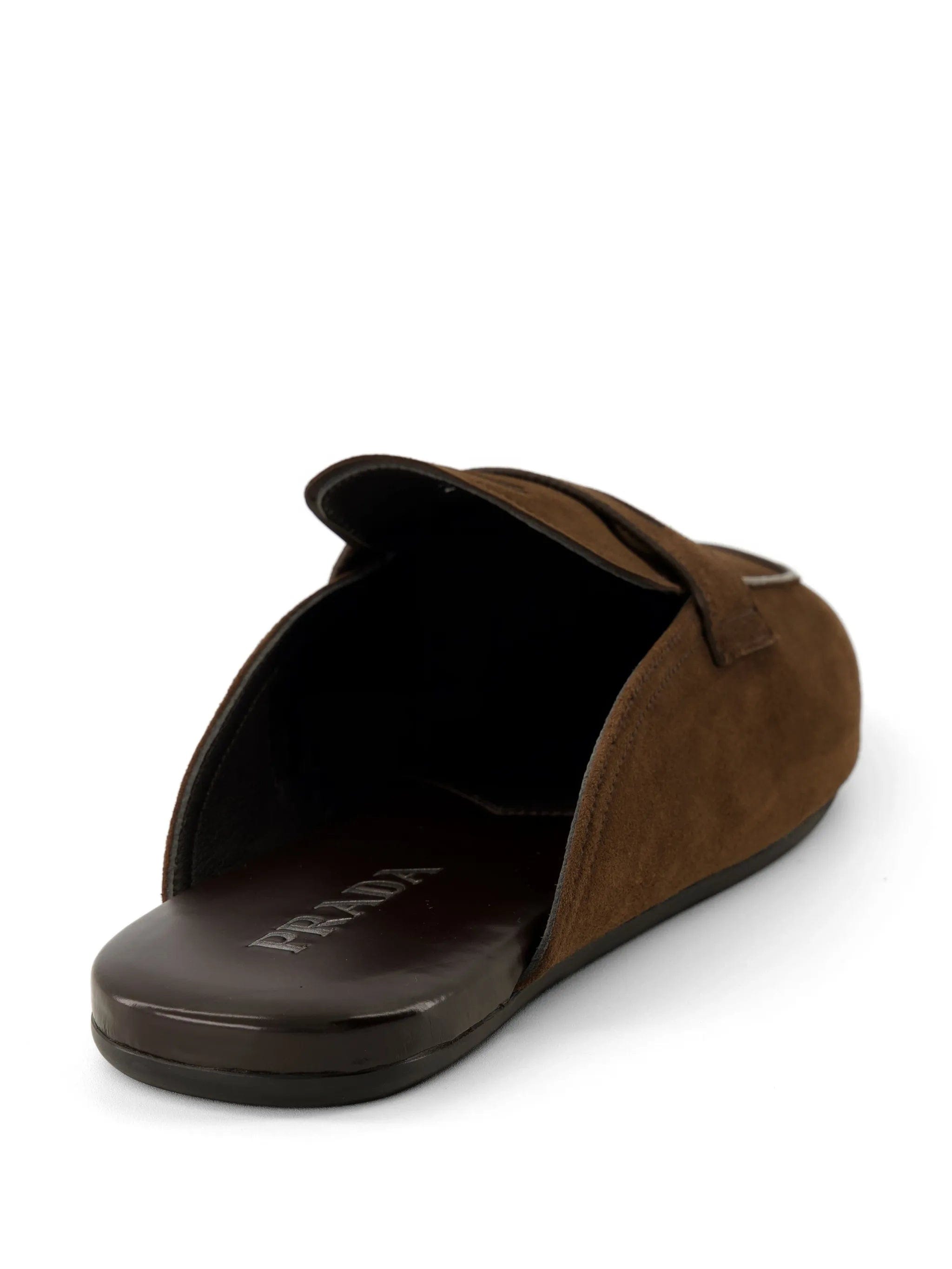 Prada round - toe suede mules