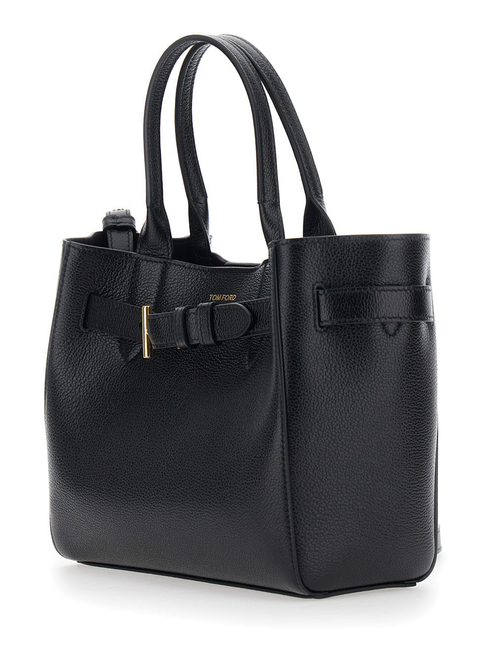 Tom Ford Women Handbag Audrey Piccola With Adjustable Strap And Logo Lettering On The Front In Grained Black Leather For Women