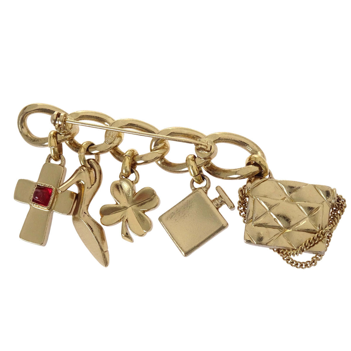 Chanel Icon Brooch Pin Bag Perfume Bottle Clover Pumps Gripoix Cross 02P