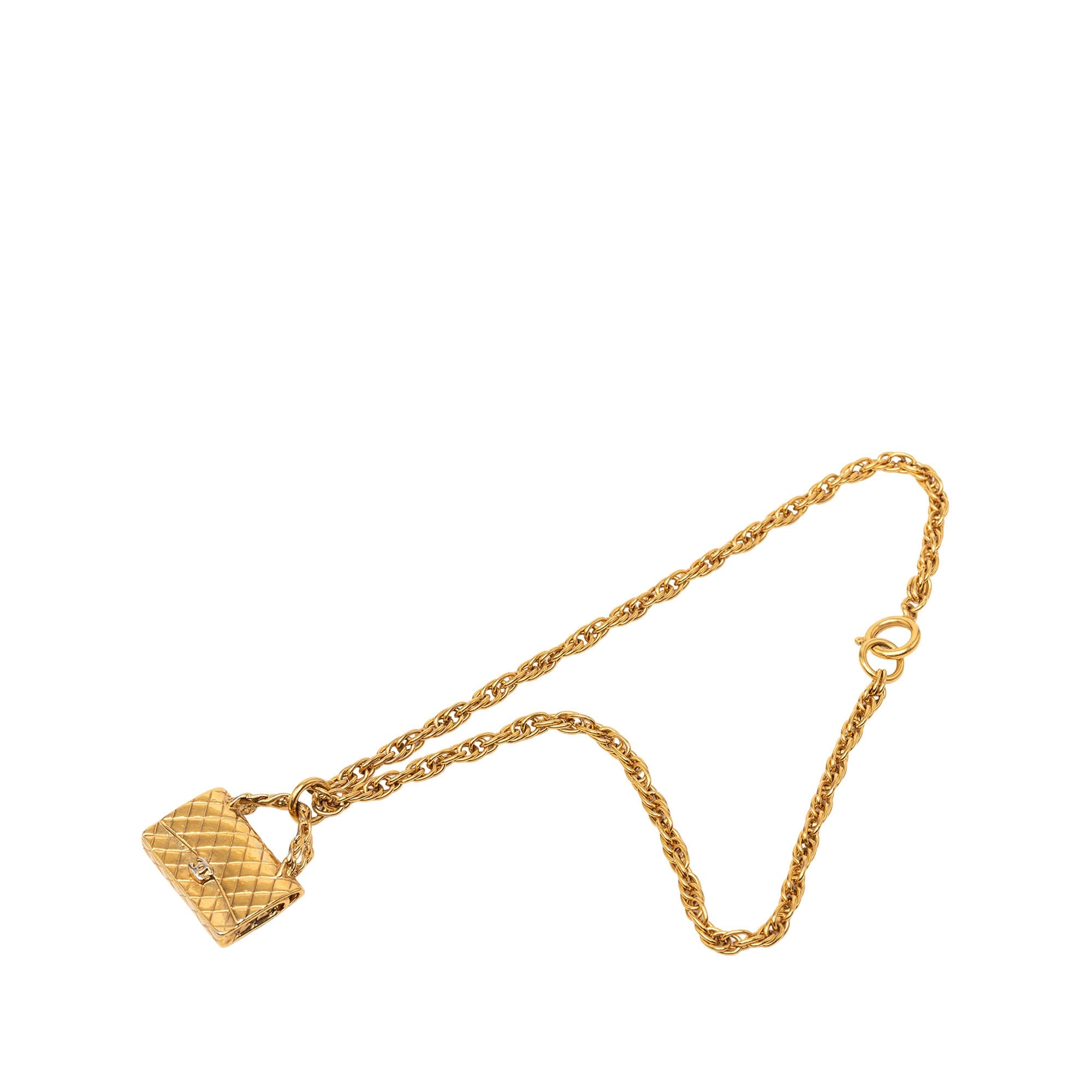 Chanel CC Gold Plated Classic Flap Bag Pendant Necklace