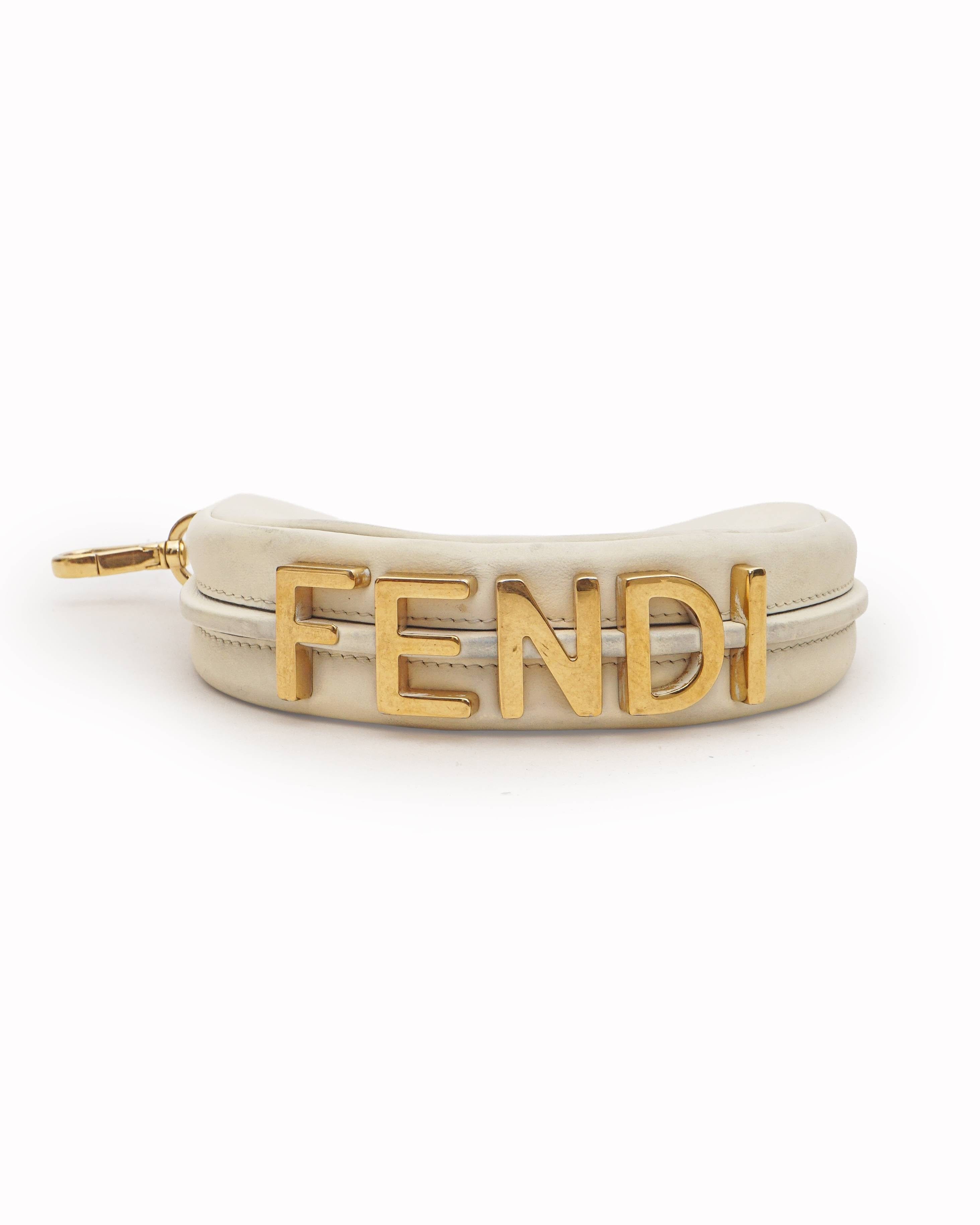 Fendi First Ice White Small Leather Hobo Bag