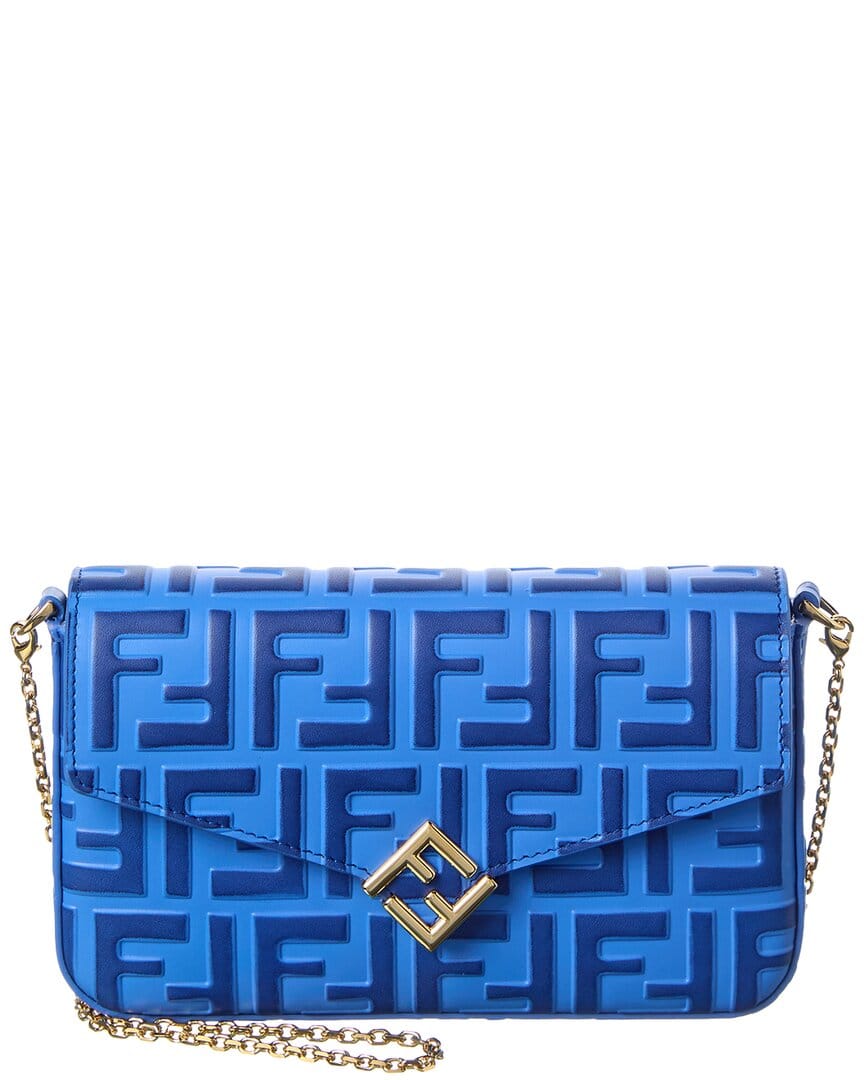 Fendi Ff Diamonds Leather Wallet On Chain