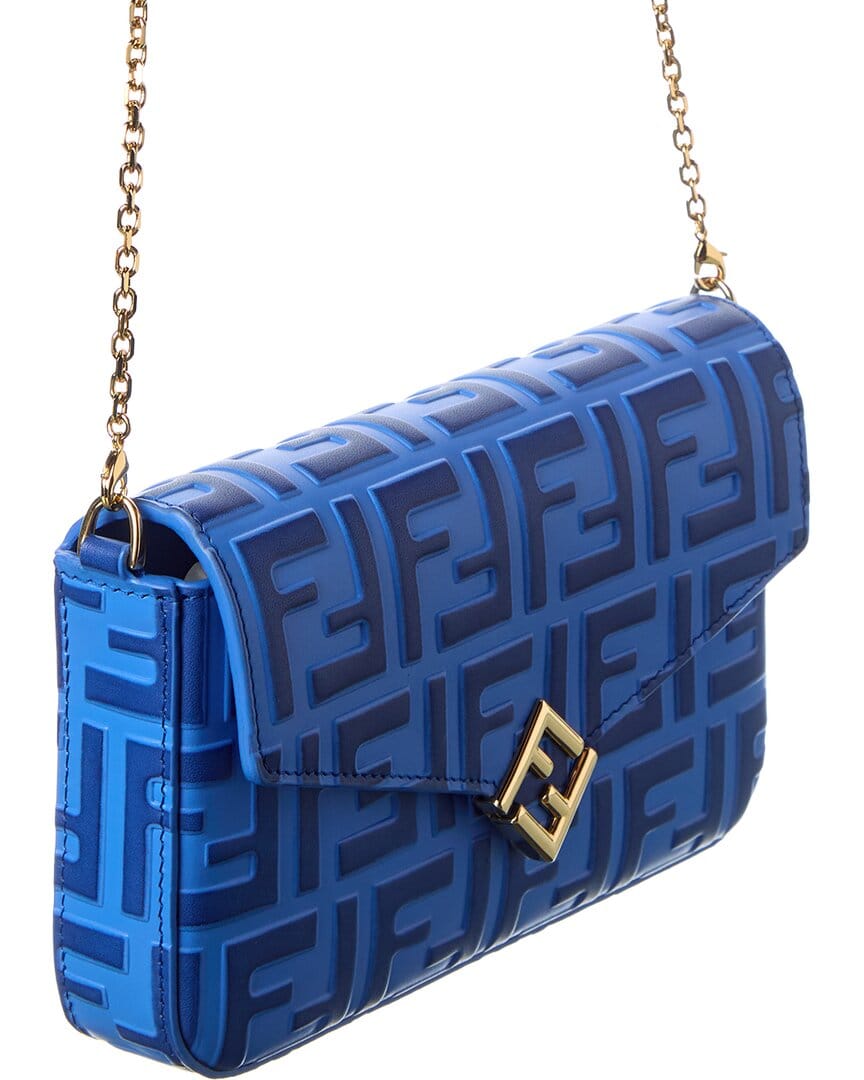 Fendi Ff Diamonds Leather Wallet On Chain