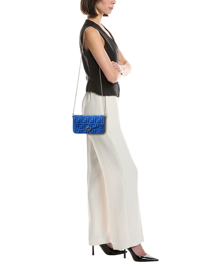 Fendi Ff Diamonds Leather Wallet On Chain