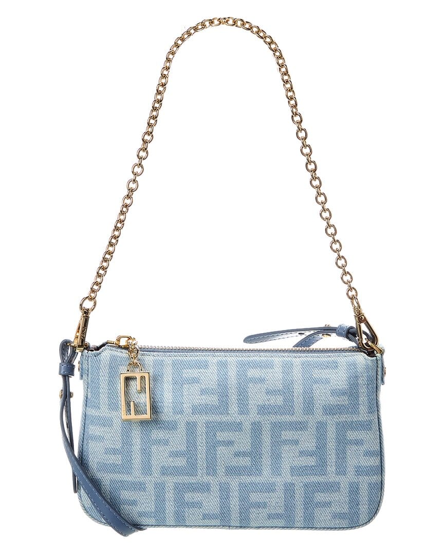 Fendi Baguette Ff Denim Pouch