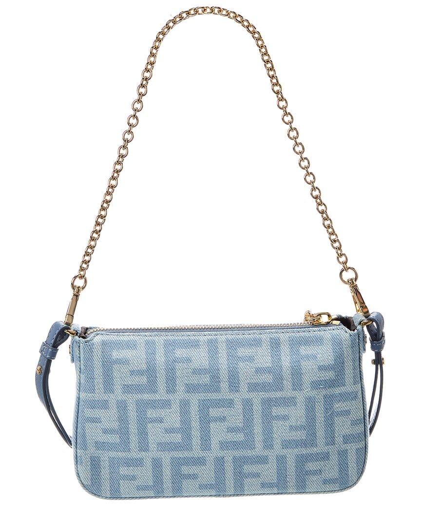 Fendi Baguette Ff Denim Pouch