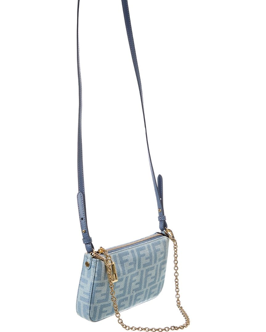 Fendi Baguette Ff Denim Pouch