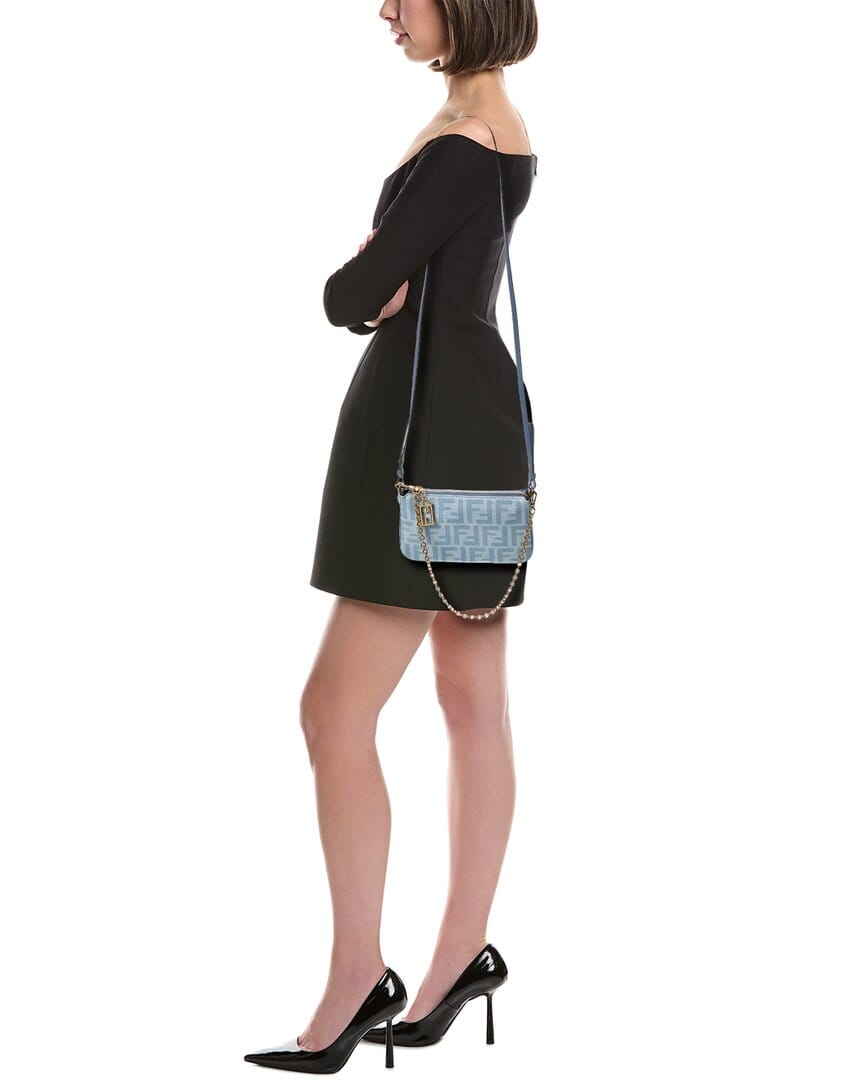 Fendi Baguette Ff Denim Pouch