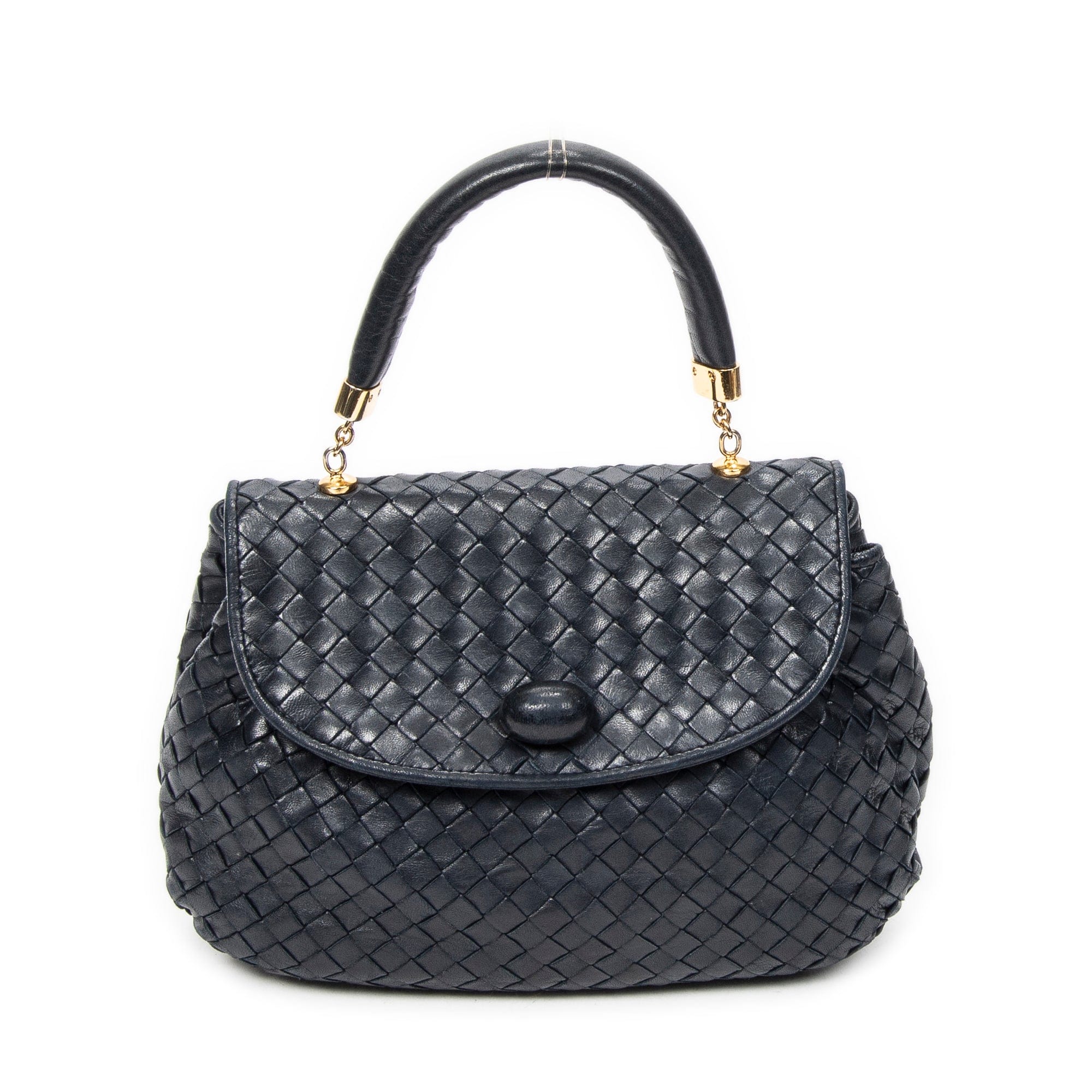 Bottega Veneta Navy Calf Leather Vintage Top Handle Tote ABC5205