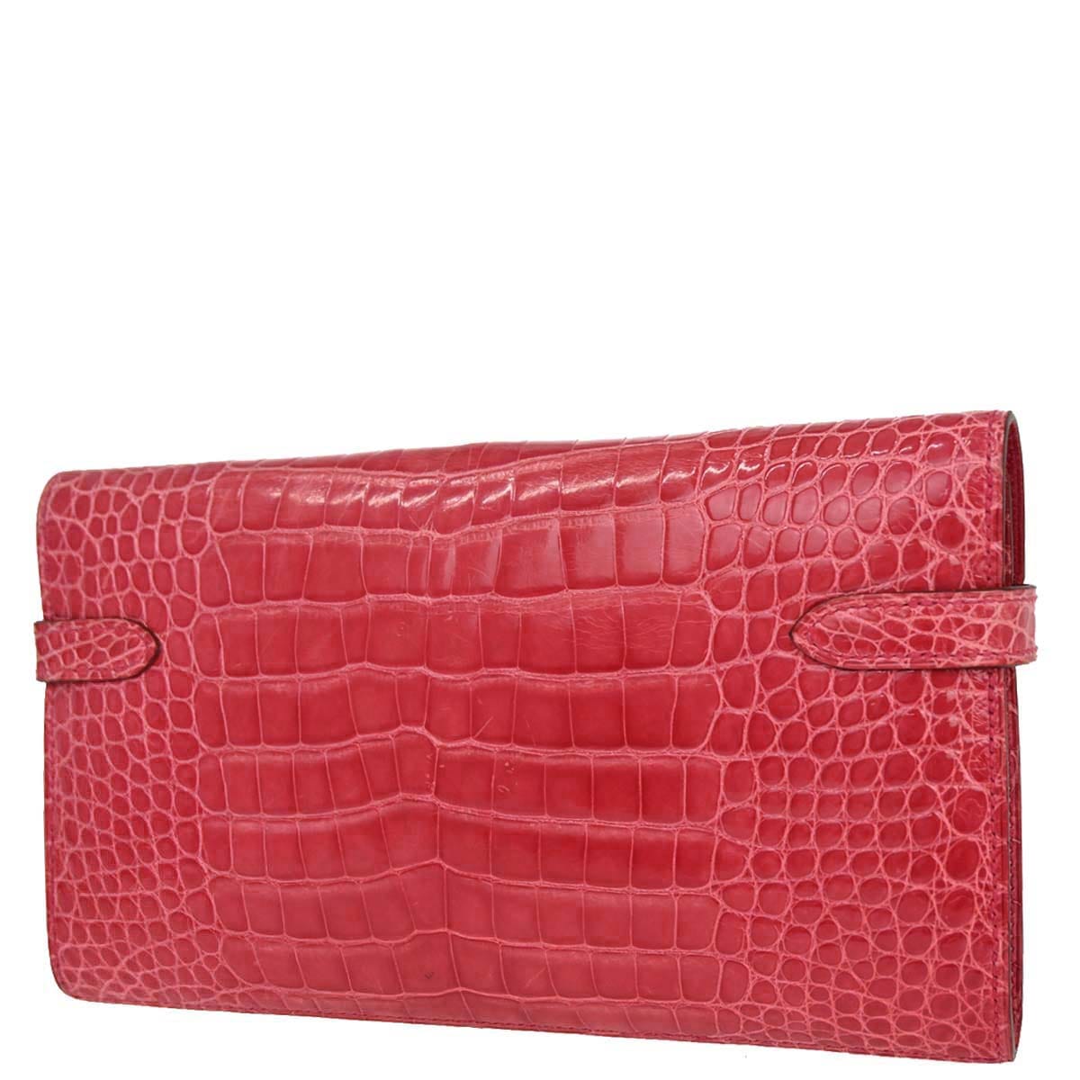 Hermes * Bougainvillier Alligator Kelly Wallet