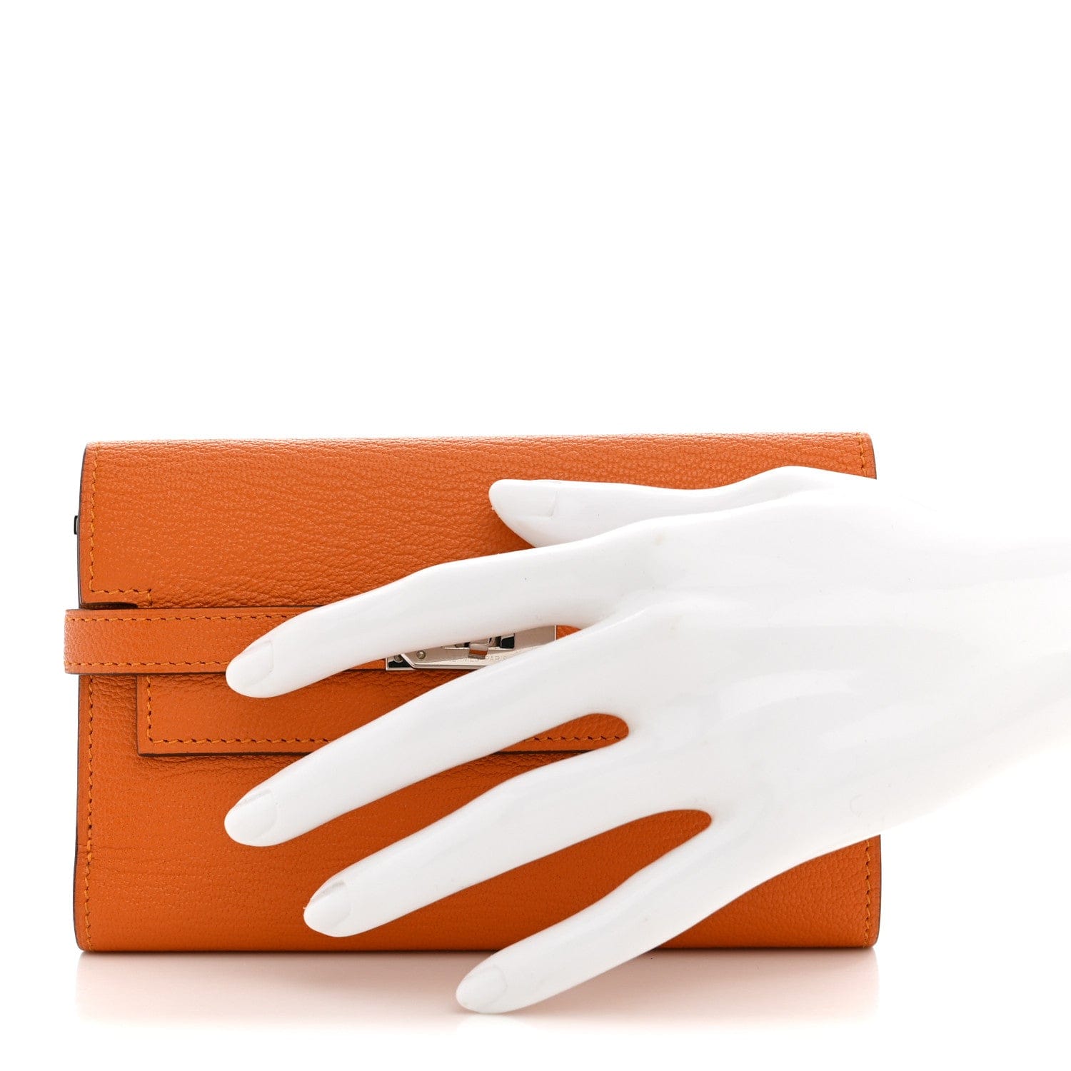 Hermes Chevre Mysore Medium Kelly Wallet Orange