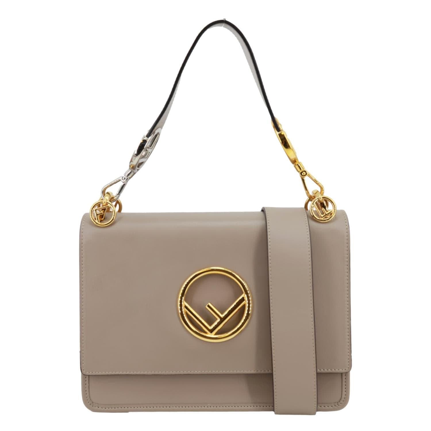 FENDI Kan I F Leather Shoulder Bag Grey