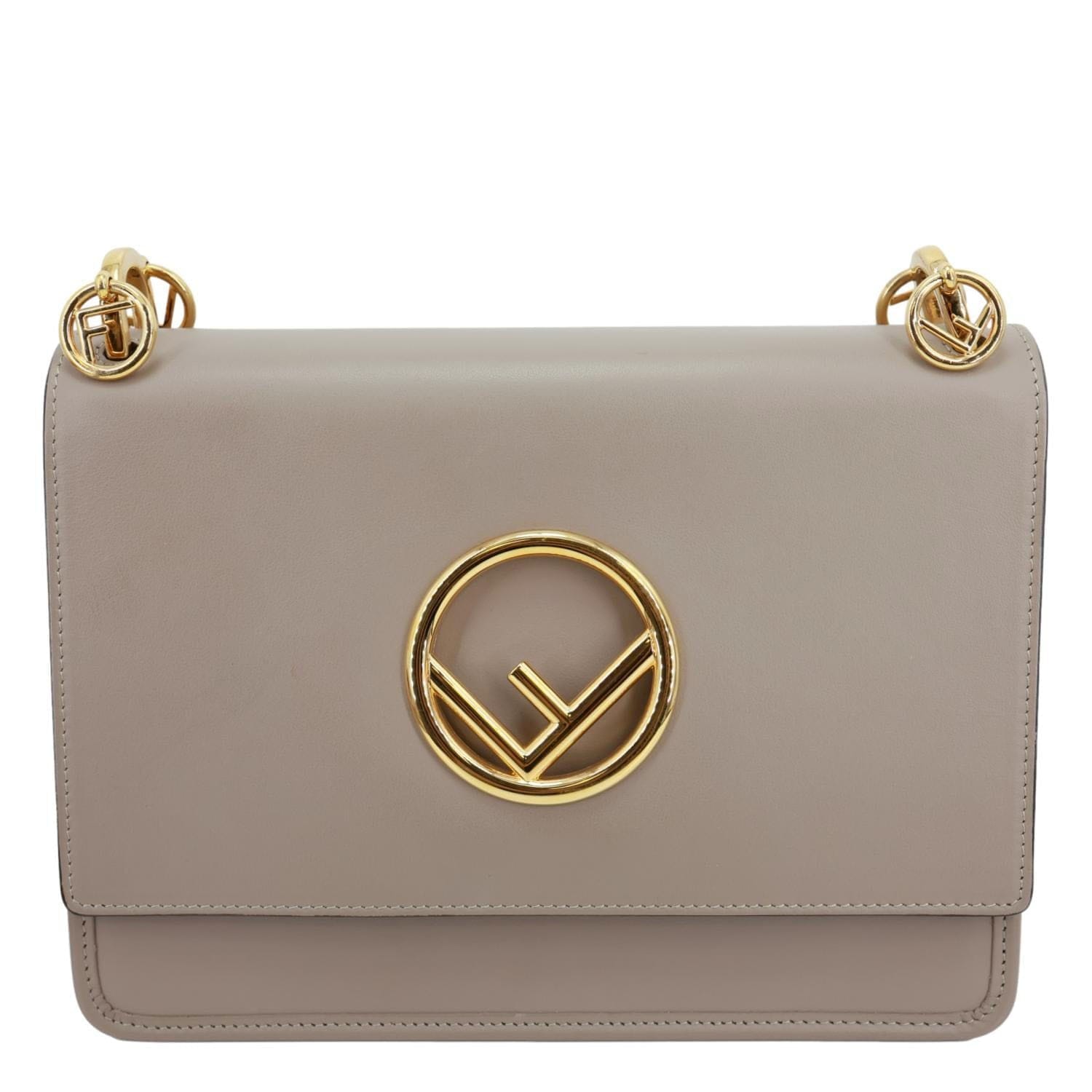 FENDI Kan I F Leather Shoulder Bag Grey