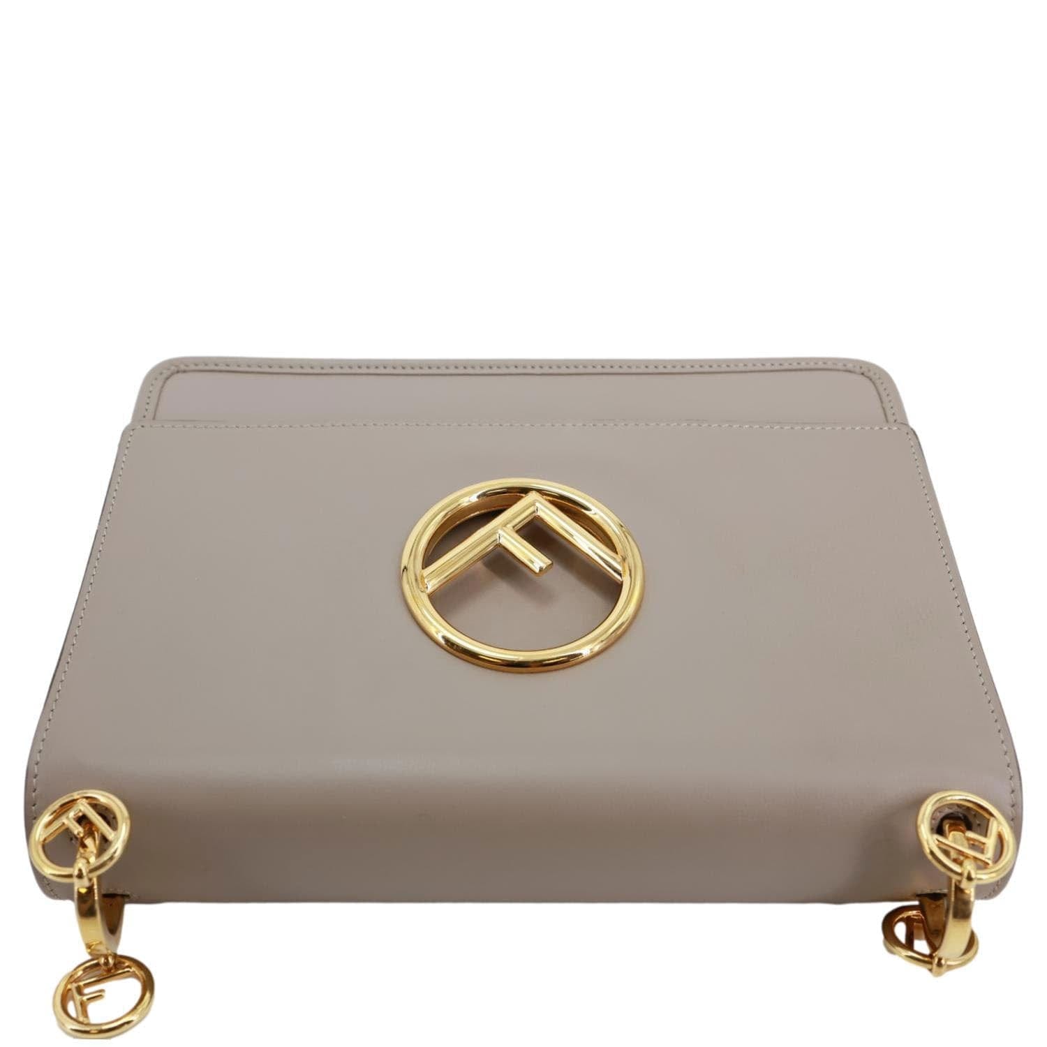 FENDI Kan I F Leather Shoulder Bag Grey
