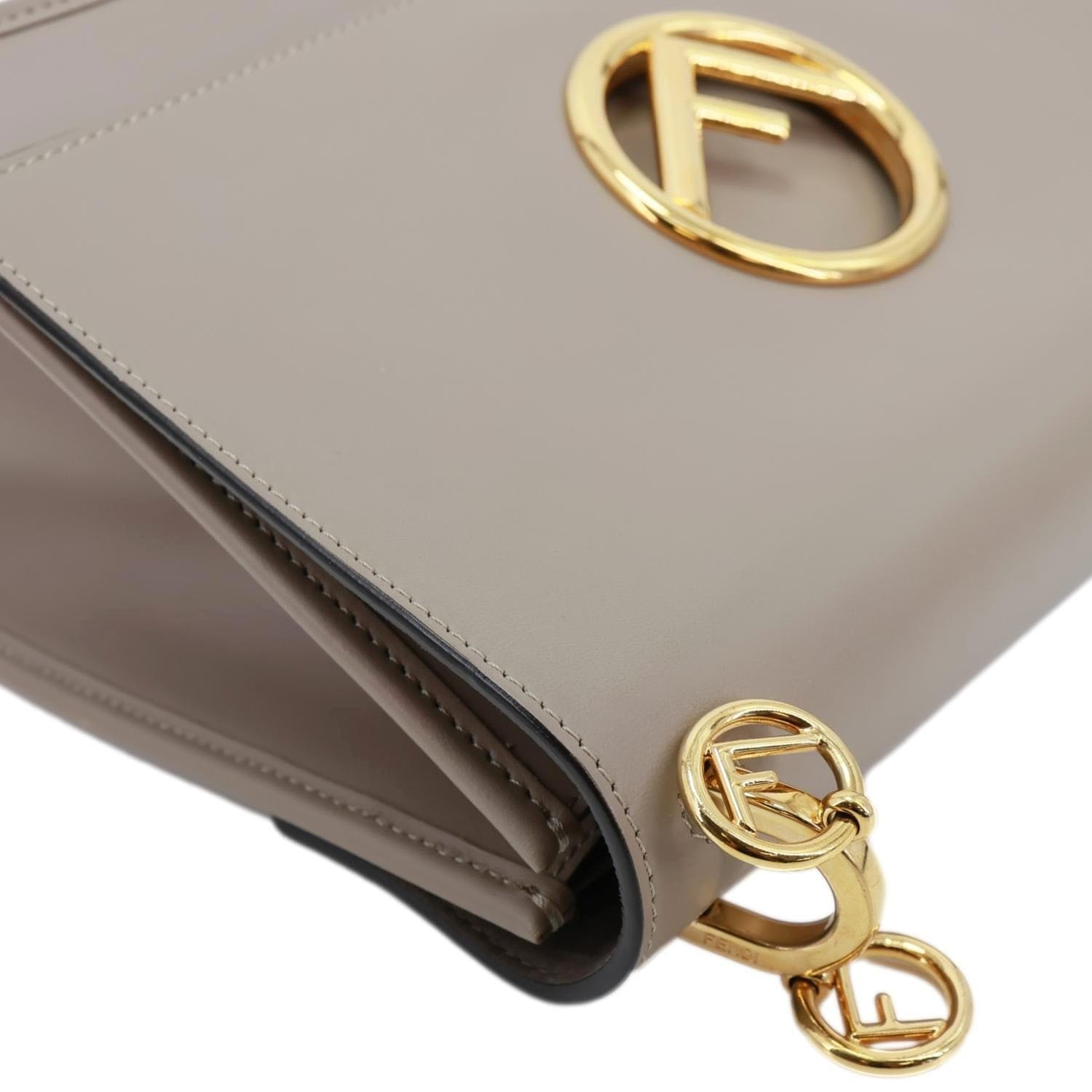 FENDI Kan I F Leather Shoulder Bag Grey