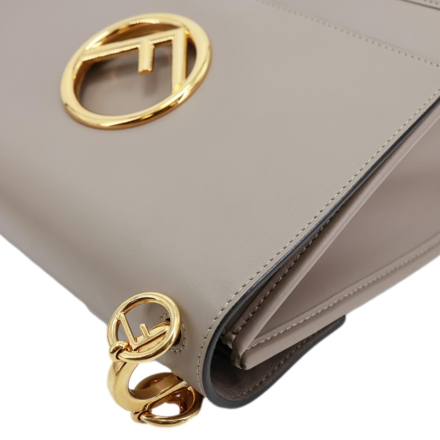 FENDI Kan I F Leather Shoulder Bag Grey