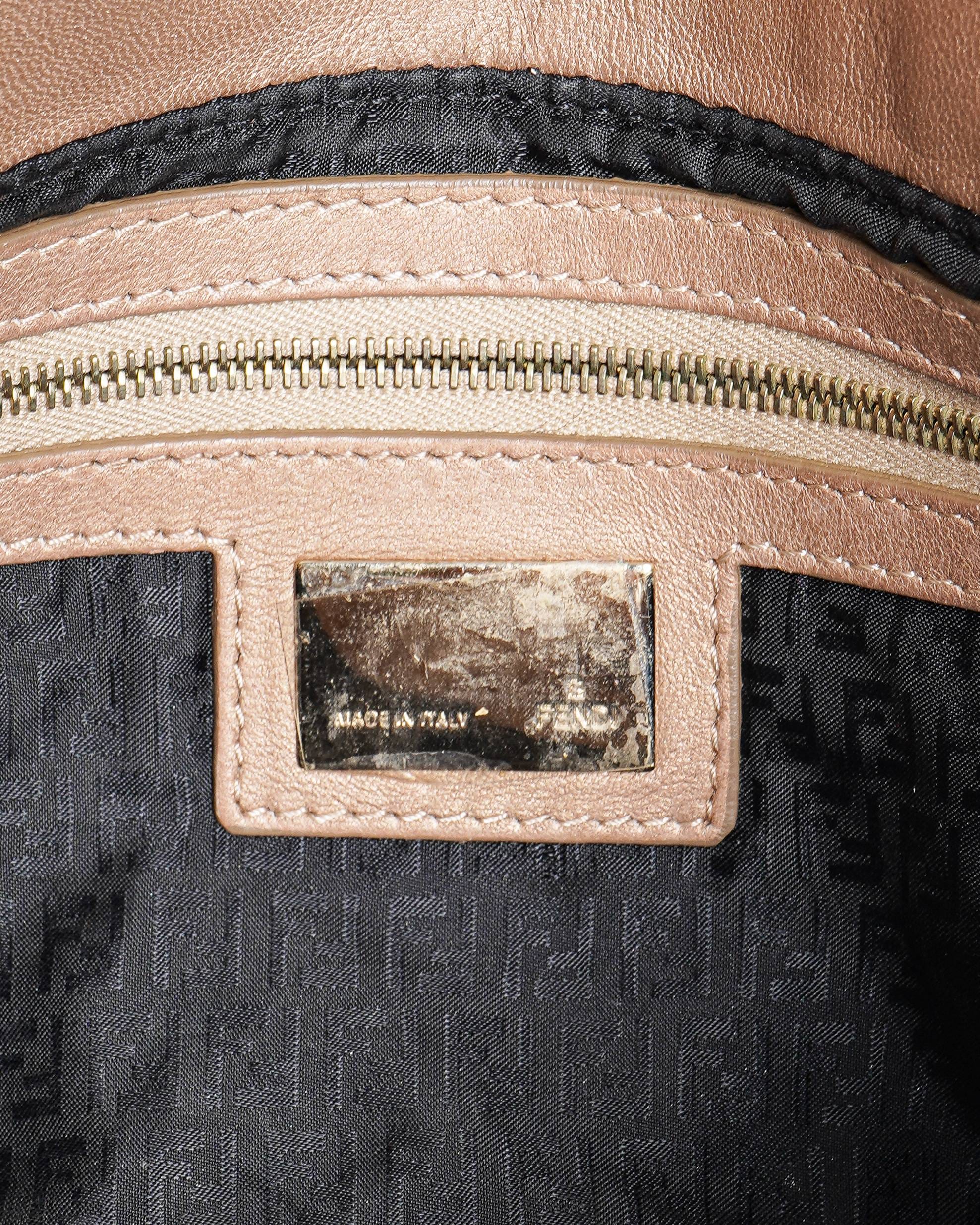 Fendi Zucca Embossed Leather Baguette Bag