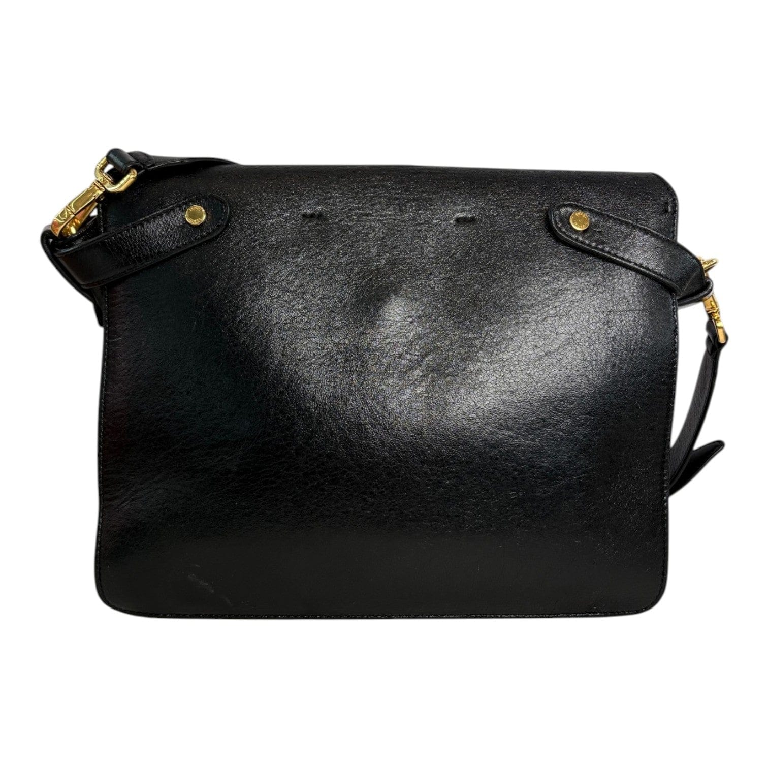 Fendi Kan U Black Leather Shoulder Bag with Gold hardware