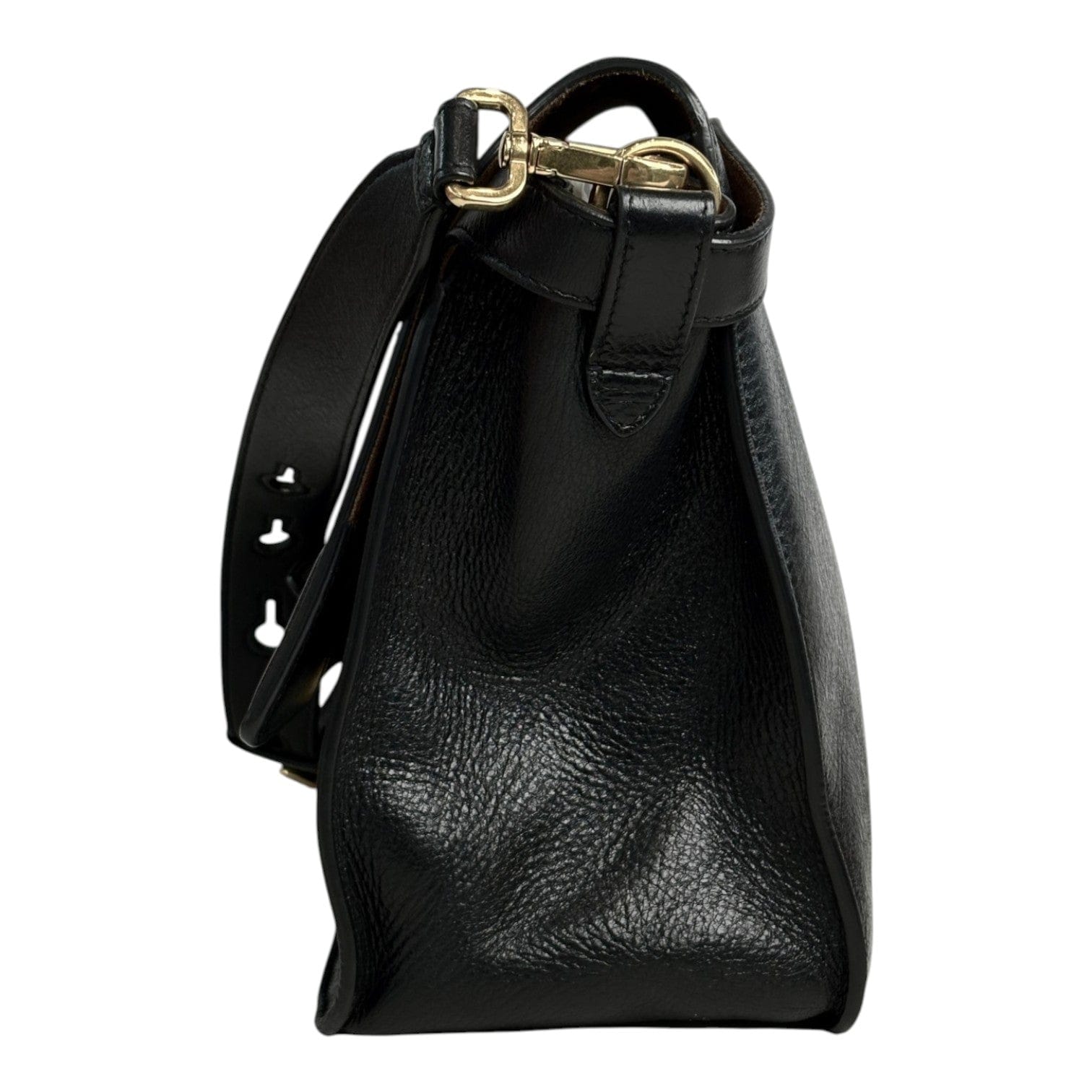 Fendi Kan U Black Leather Shoulder Bag with Gold hardware