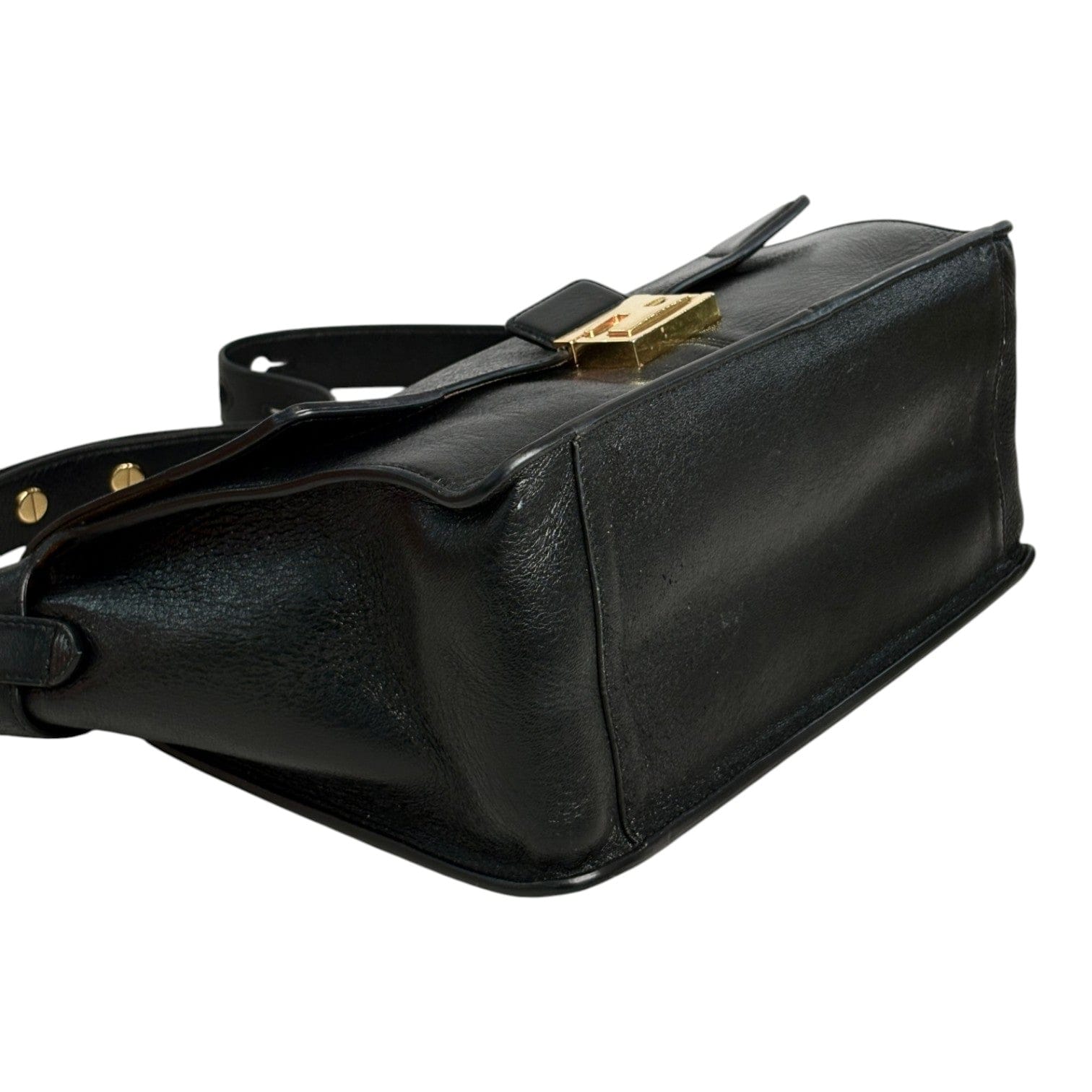 Fendi Kan U Black Leather Shoulder Bag with Gold hardware