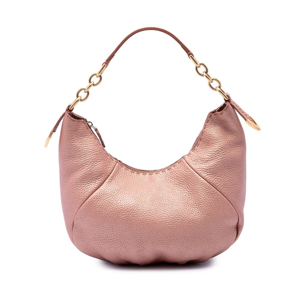 Fendi Metallic Pebbled Leather Selleria Shoulder Bag