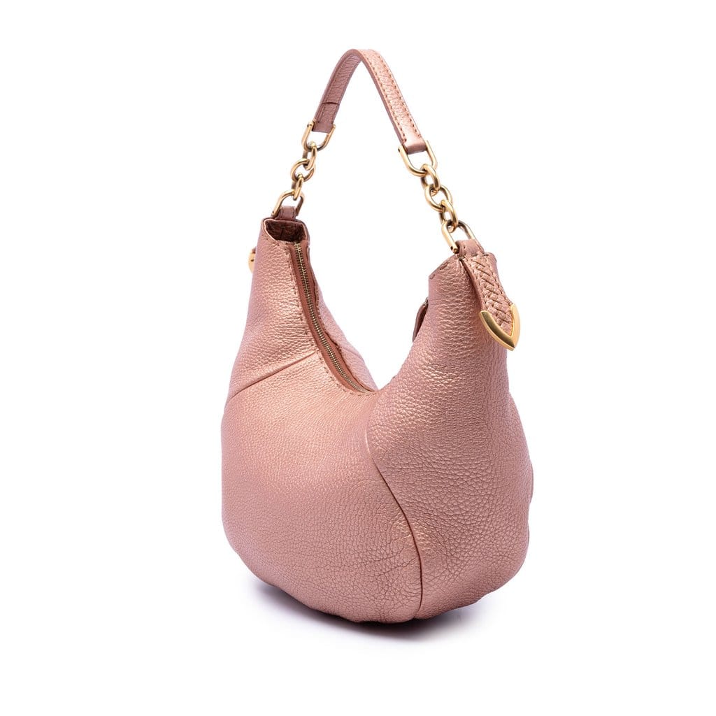Fendi Metallic Pebbled Leather Selleria Shoulder Bag