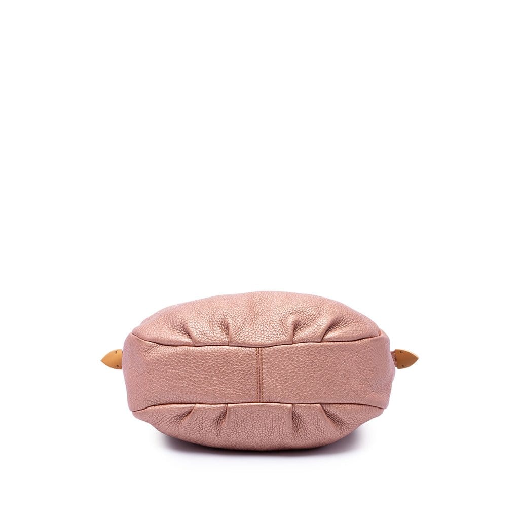 Fendi Metallic Pebbled Leather Selleria Shoulder Bag