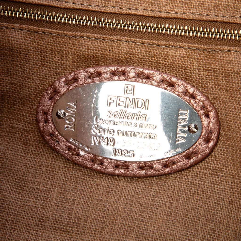 Fendi Metallic Pebbled Leather Selleria Shoulder Bag